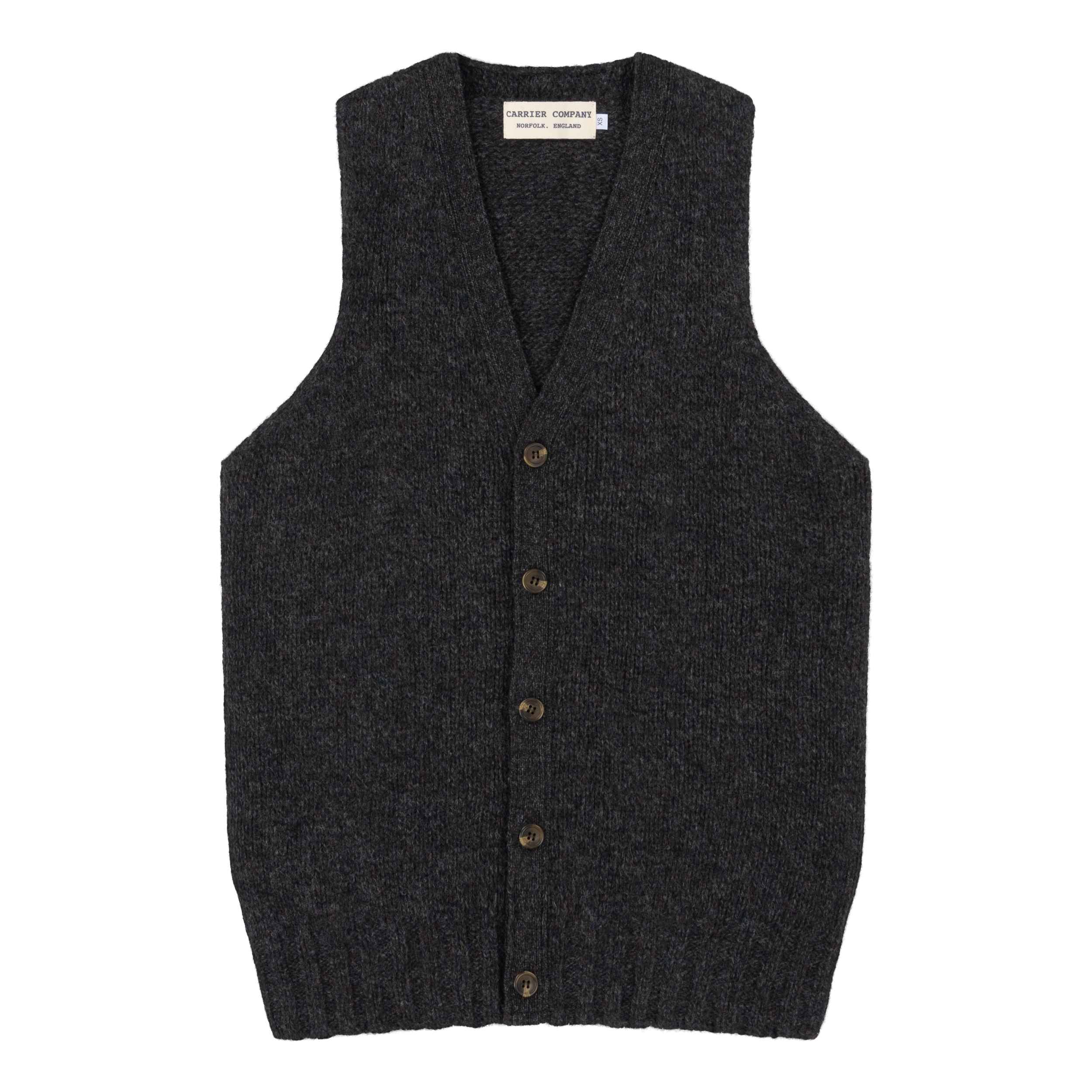 Carrier Company Shetland Wool Waistcoat in Charcoal