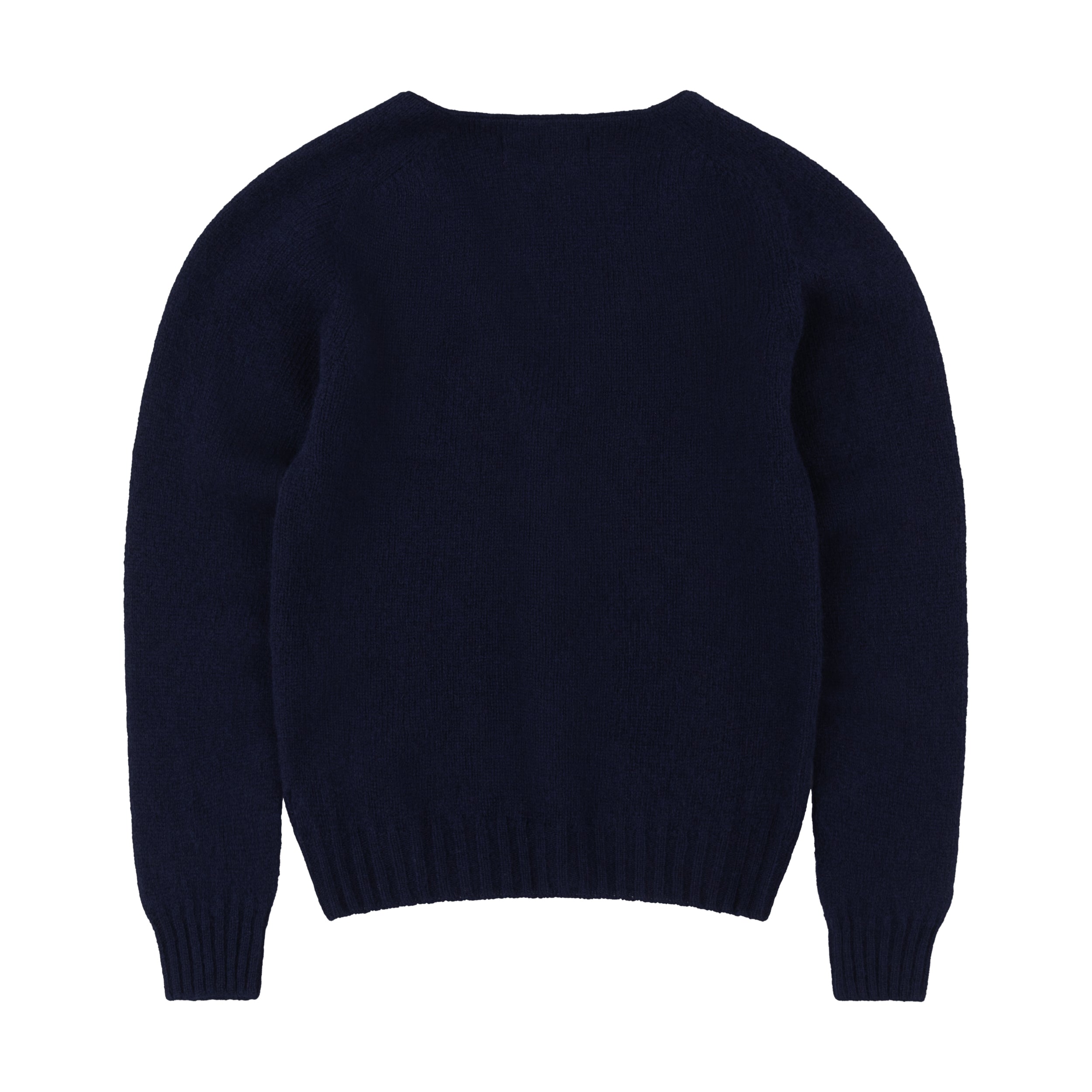 Carrier Company Shetland Lambswool Button Down V Neck Cardigan in Navy