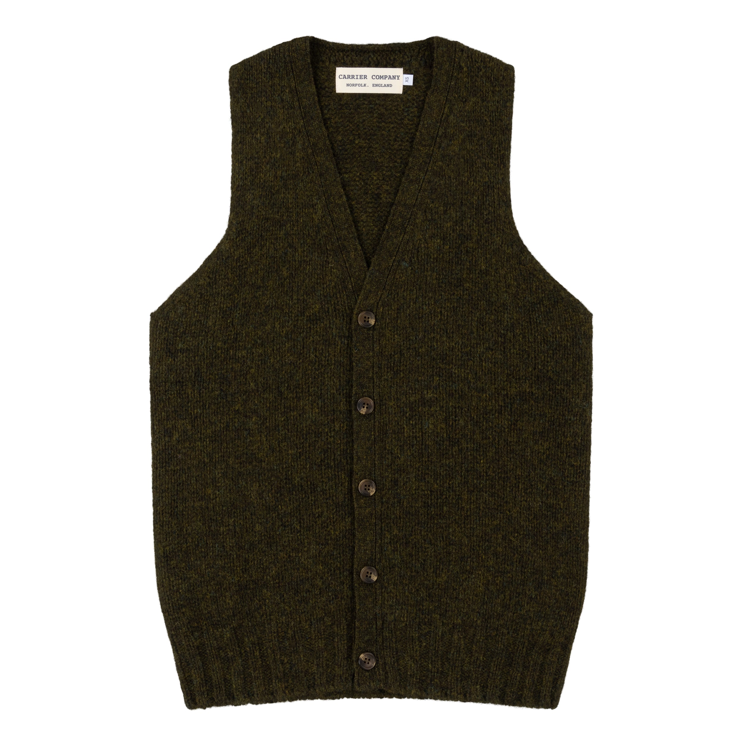 Carrier Company Shetland Wool Waistcoat in Green