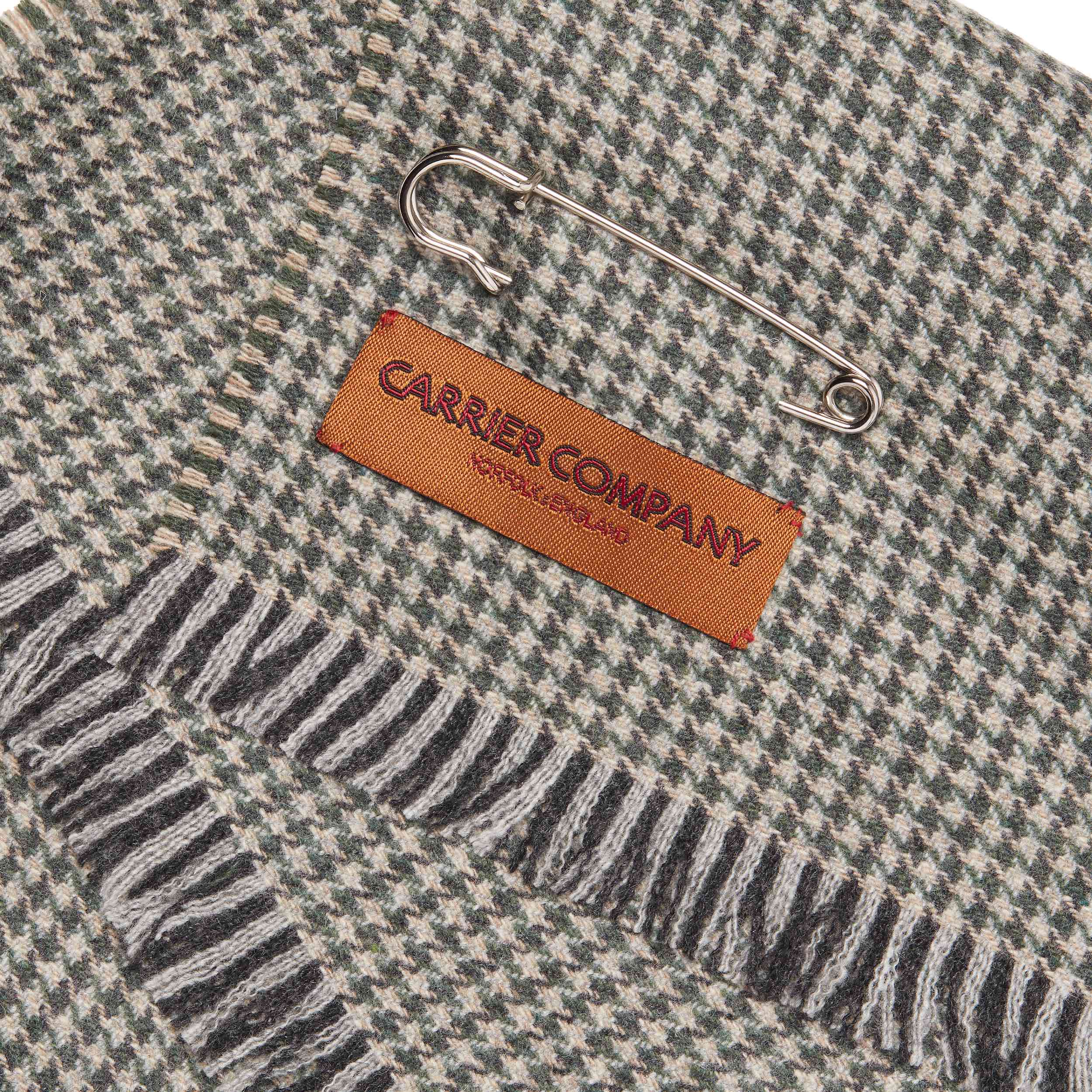 Carrier Company Cashmere Short Scarf in Green Houndstooth