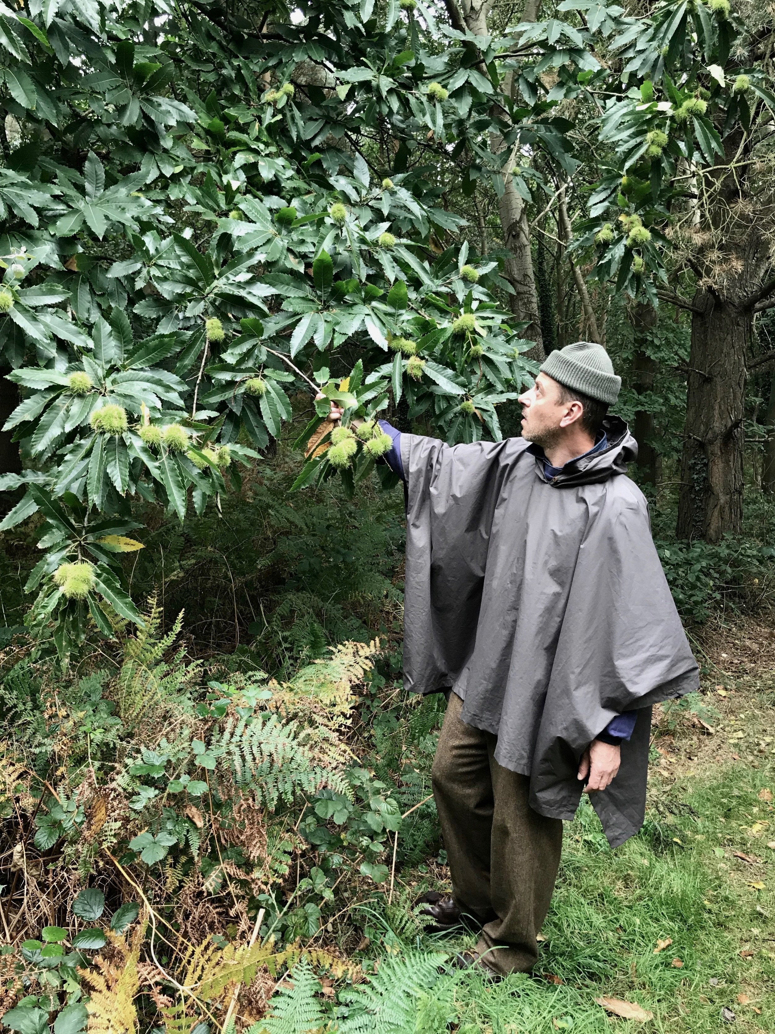 Man wearing Carrier Company Rain Cape
