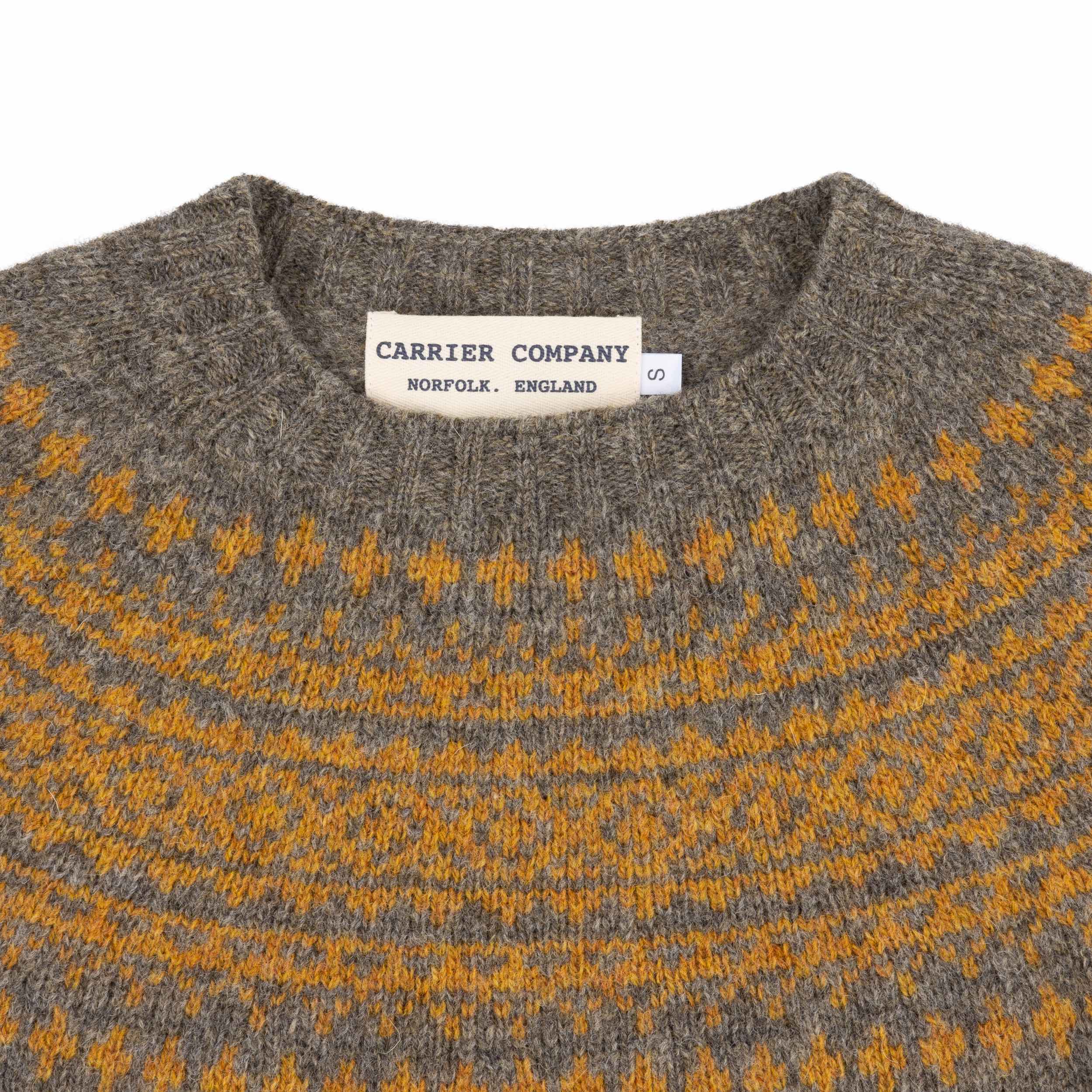 Carrier Company Yoke Shetland Lambswool Jumper in Oyster & Cummin