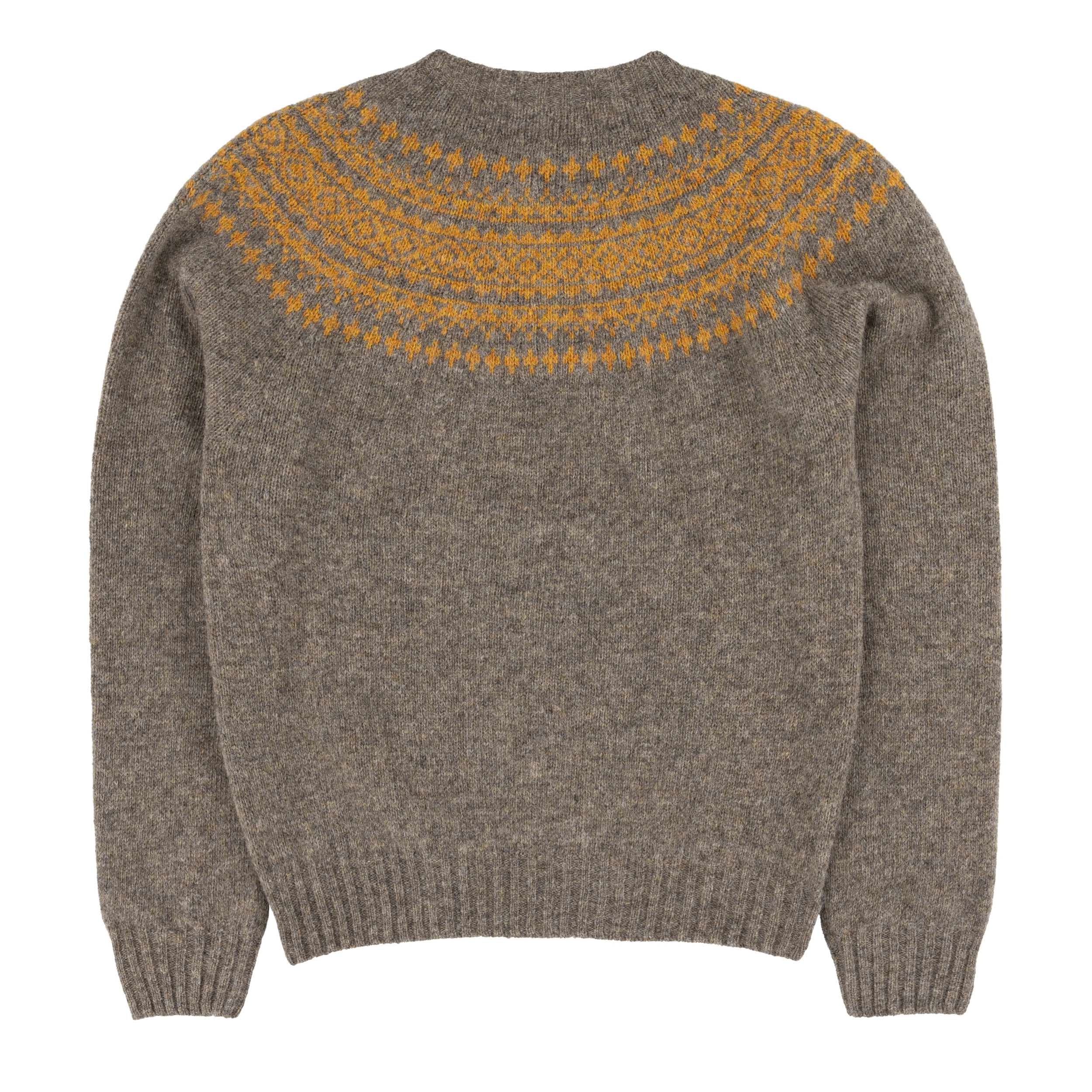 Carrier Company Yoke Shetland Lambswool Jumper in Oyster & Cummin