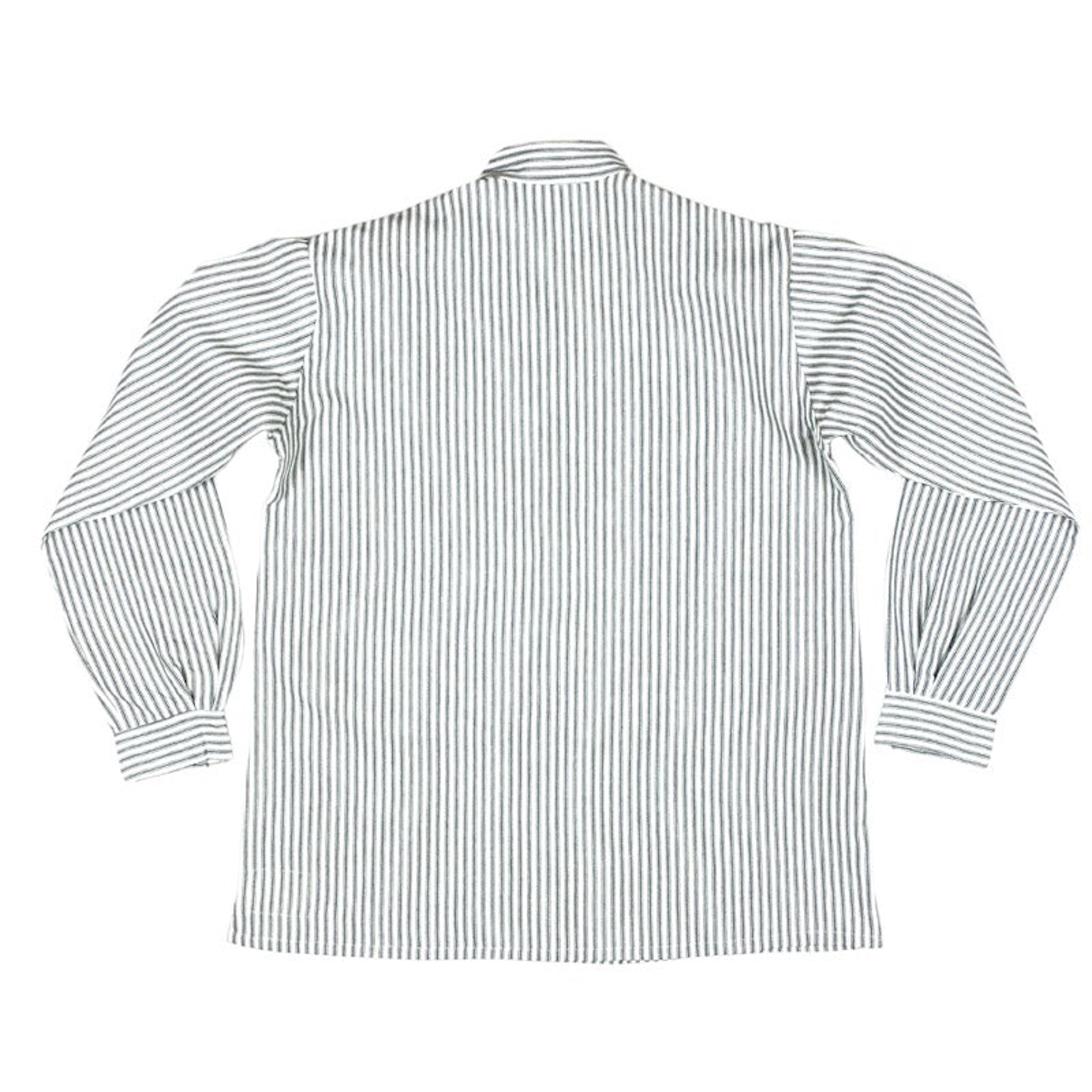 Carrier Company Collarless Workshirt in Indigo Ticking