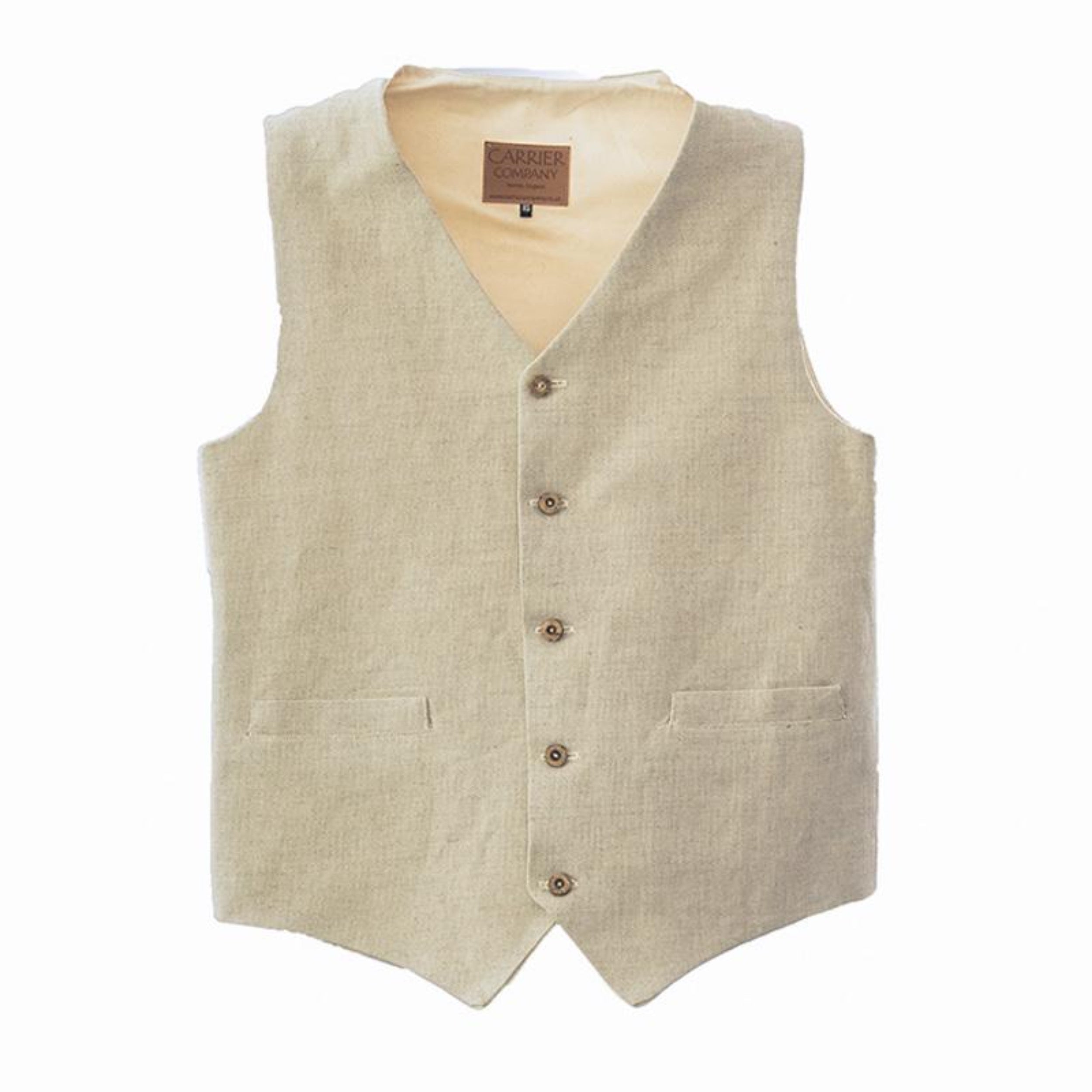 Carrier Company Men's Linen Waistcoat in Ecru