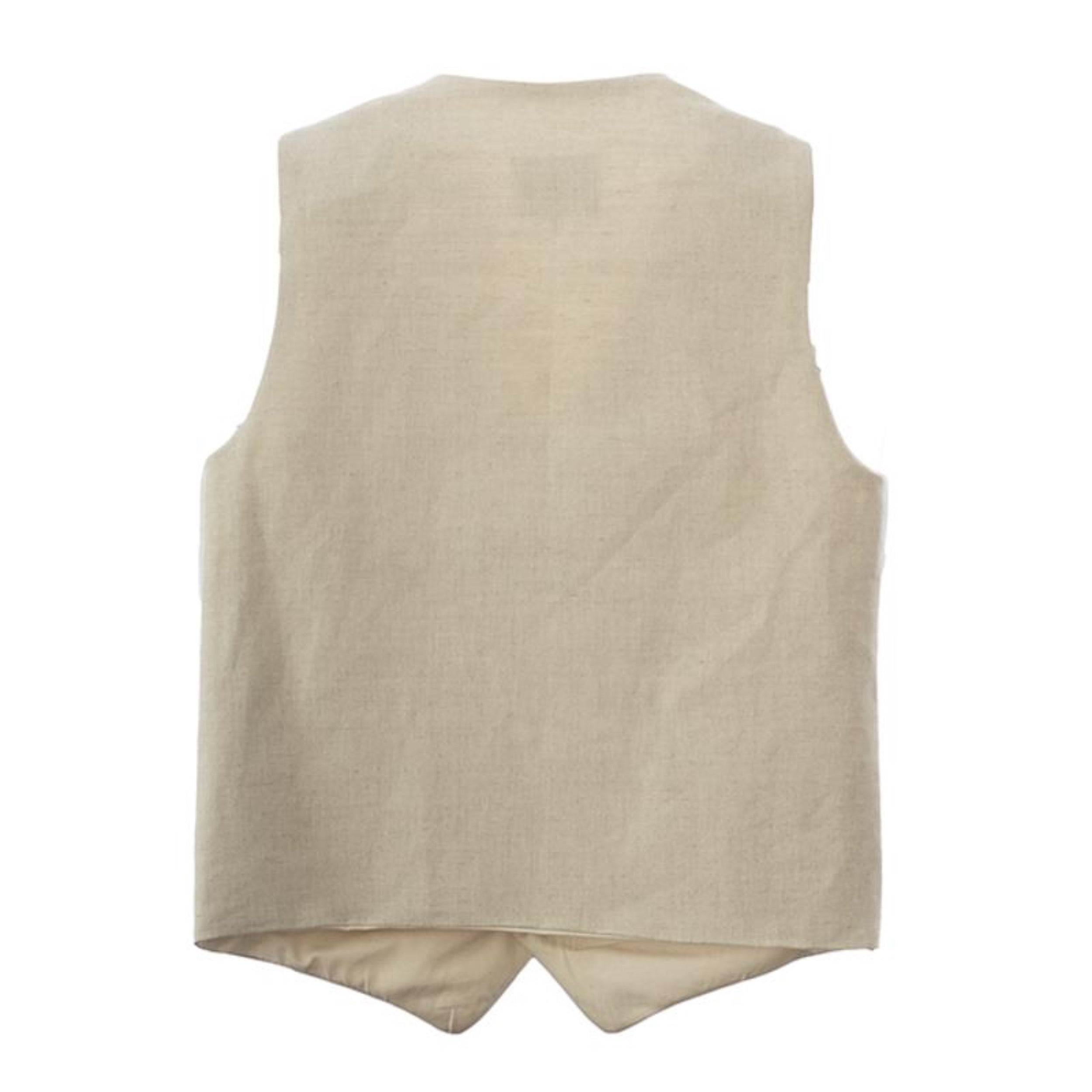 The back of the Carrier Company Men's Linen Waistcoat in Ecru