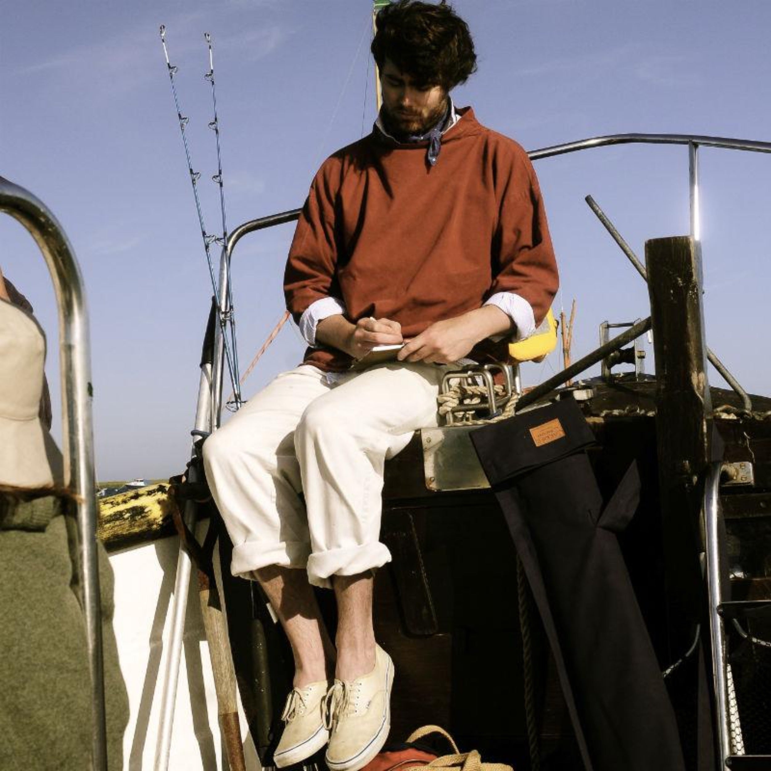 Man wearing Carrier Company Traditional Norfolk Slop in Terracotta