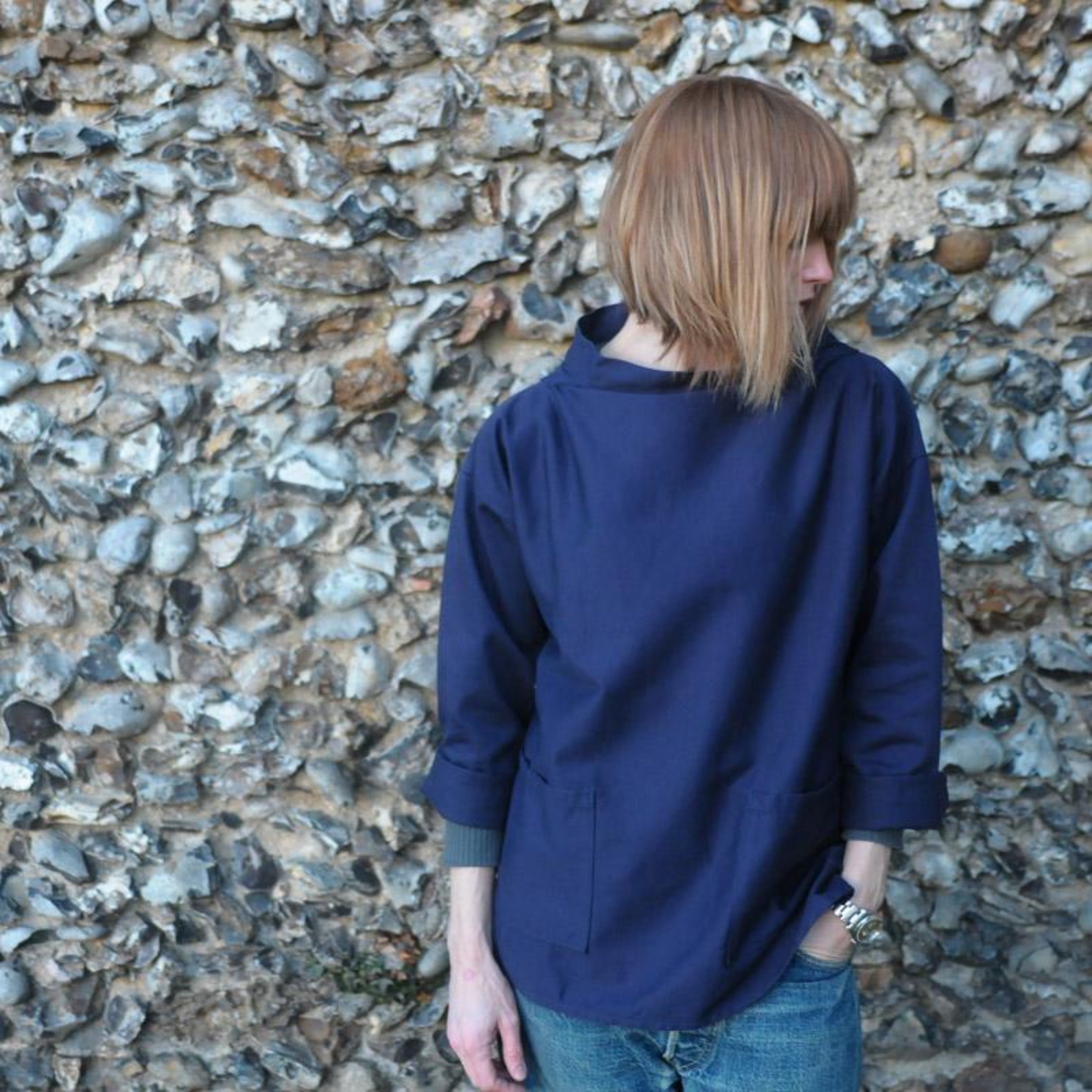 Woman wearing Carrier Company Traditional Norfolk Slop in Navy