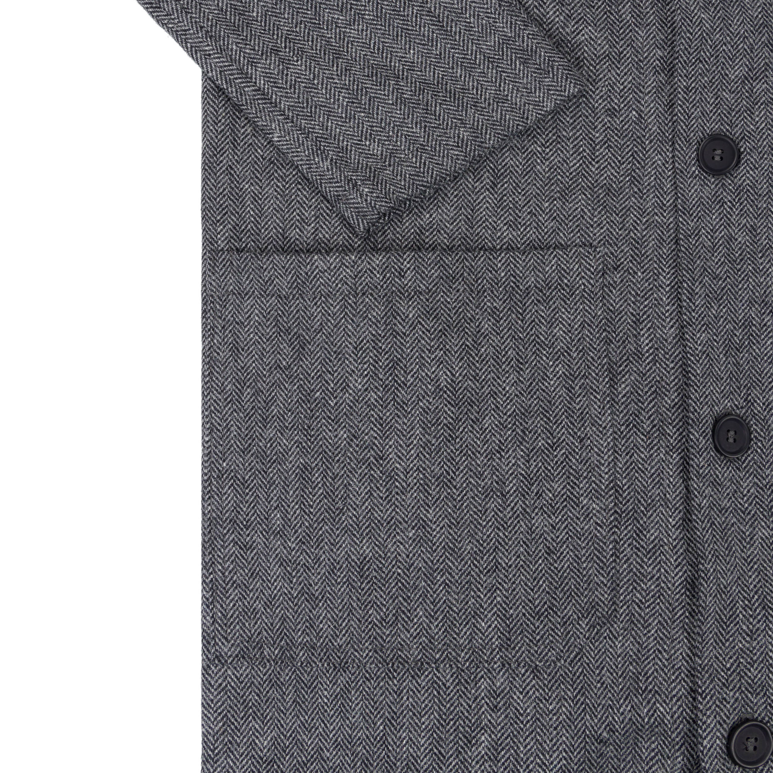 Wool Coat in Black and White Herringbone