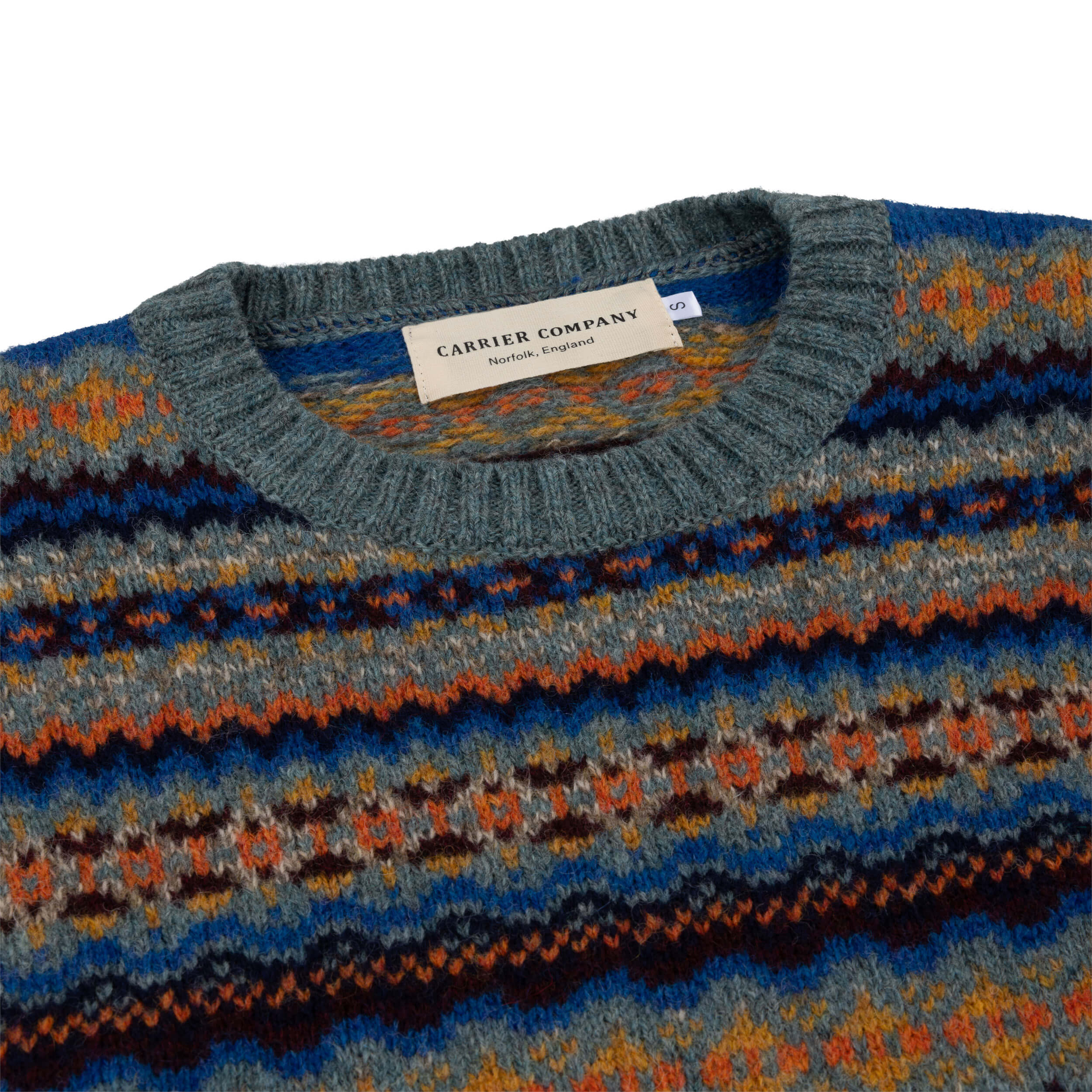 Carrier Companuy Fair Isle Jumper In Sea Glass