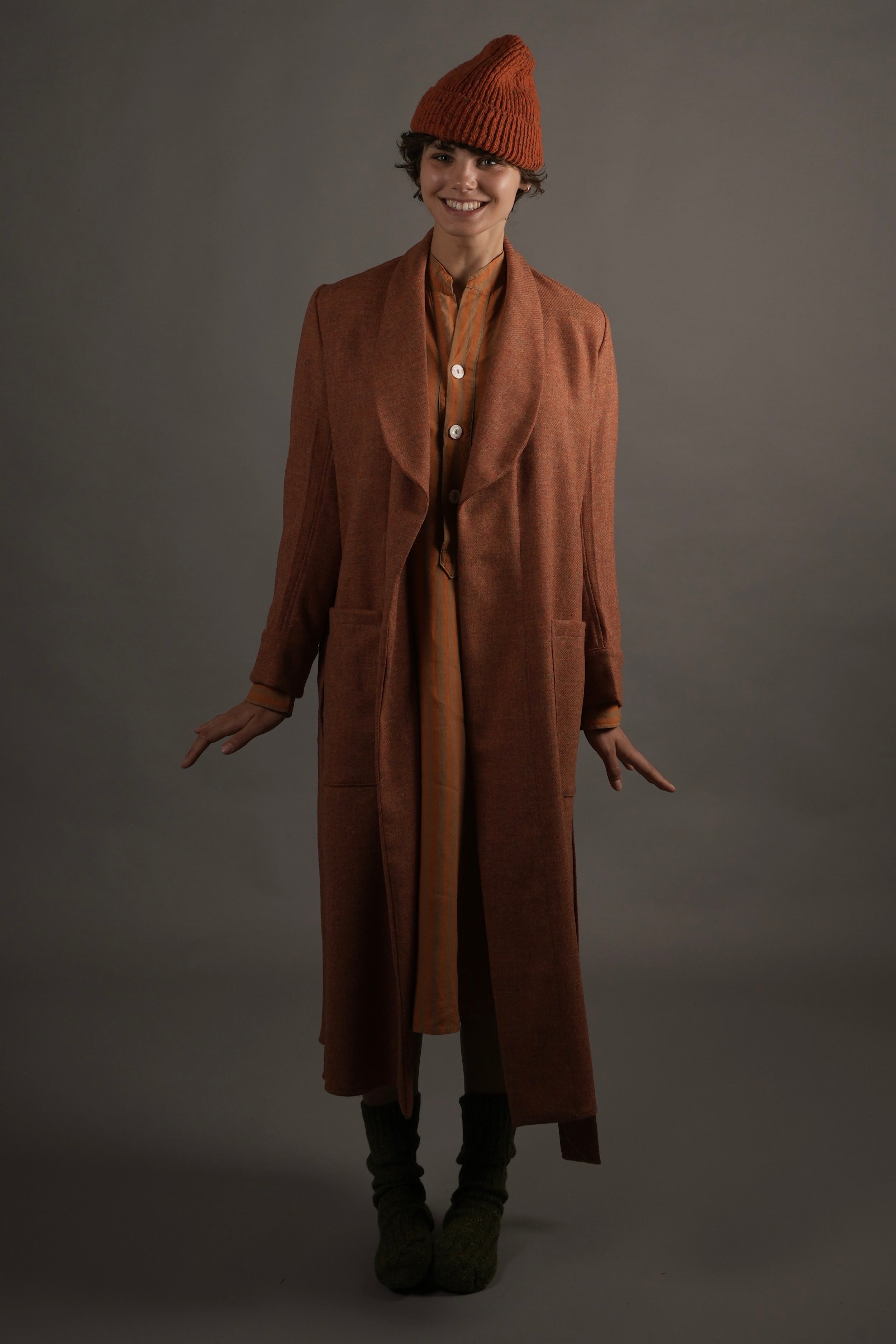 els Wears Carrier Company Wool Dressing Gown in Amber