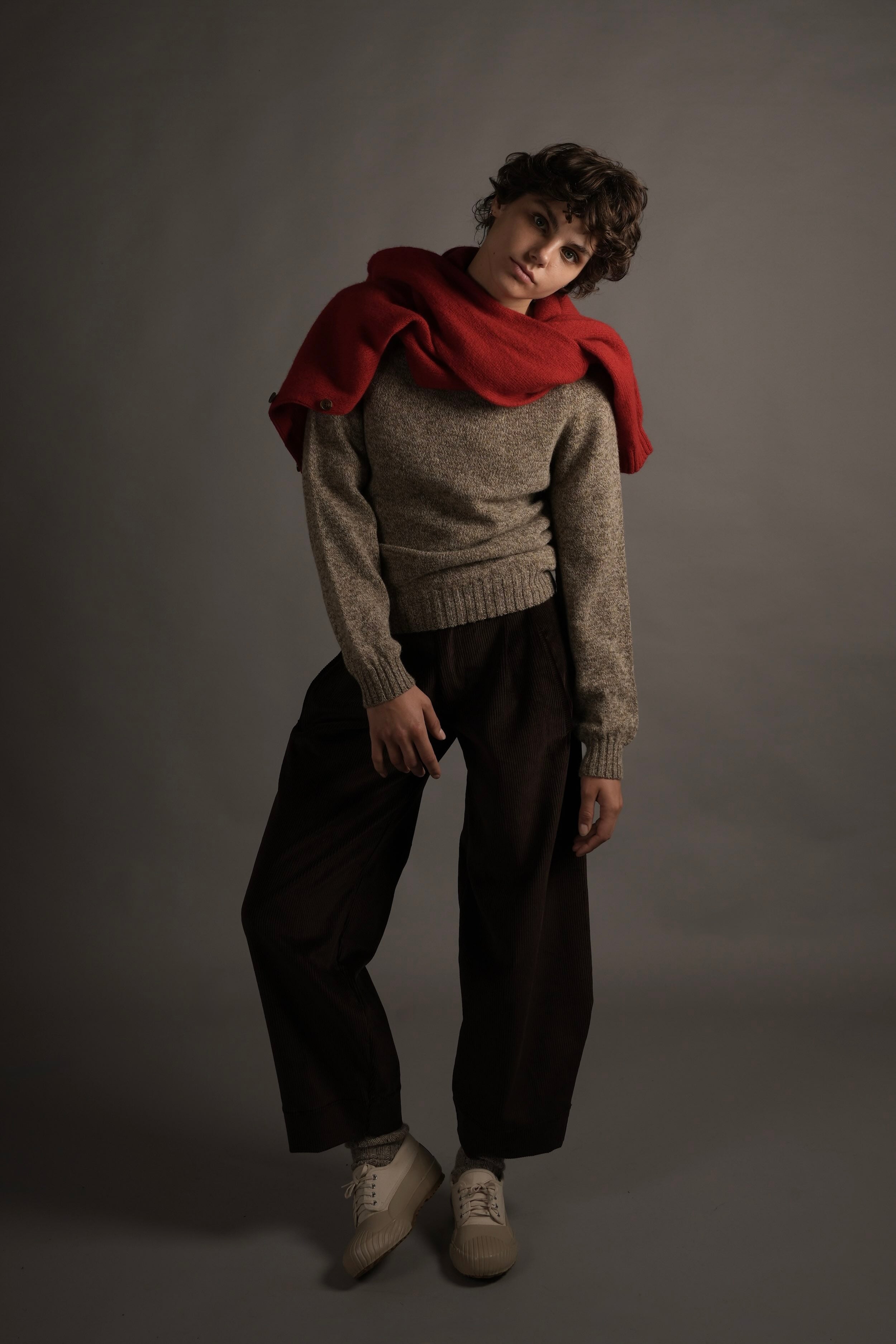 Els Wears Carrier Company Shetland Lambswool Jumper in Shingle