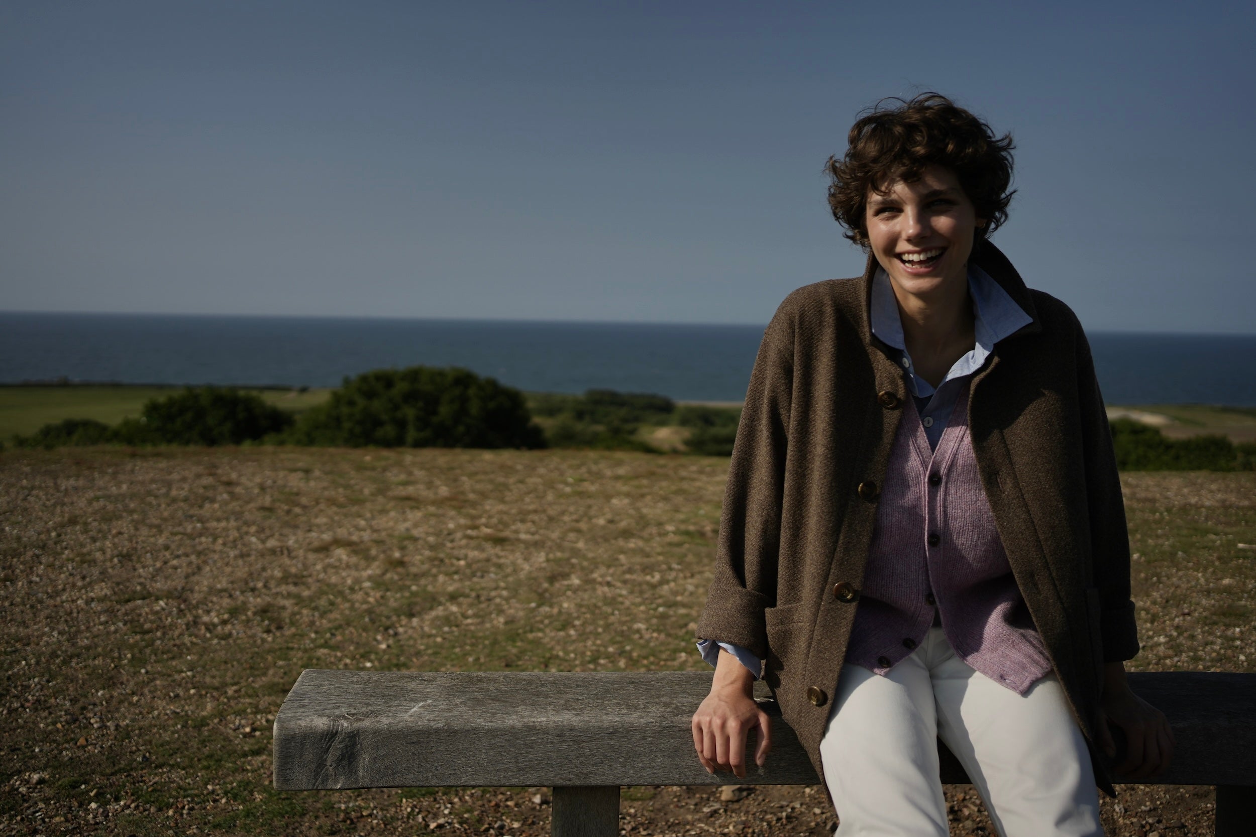 Els wears Carrier Company Plain Wool Jacket in Ivor