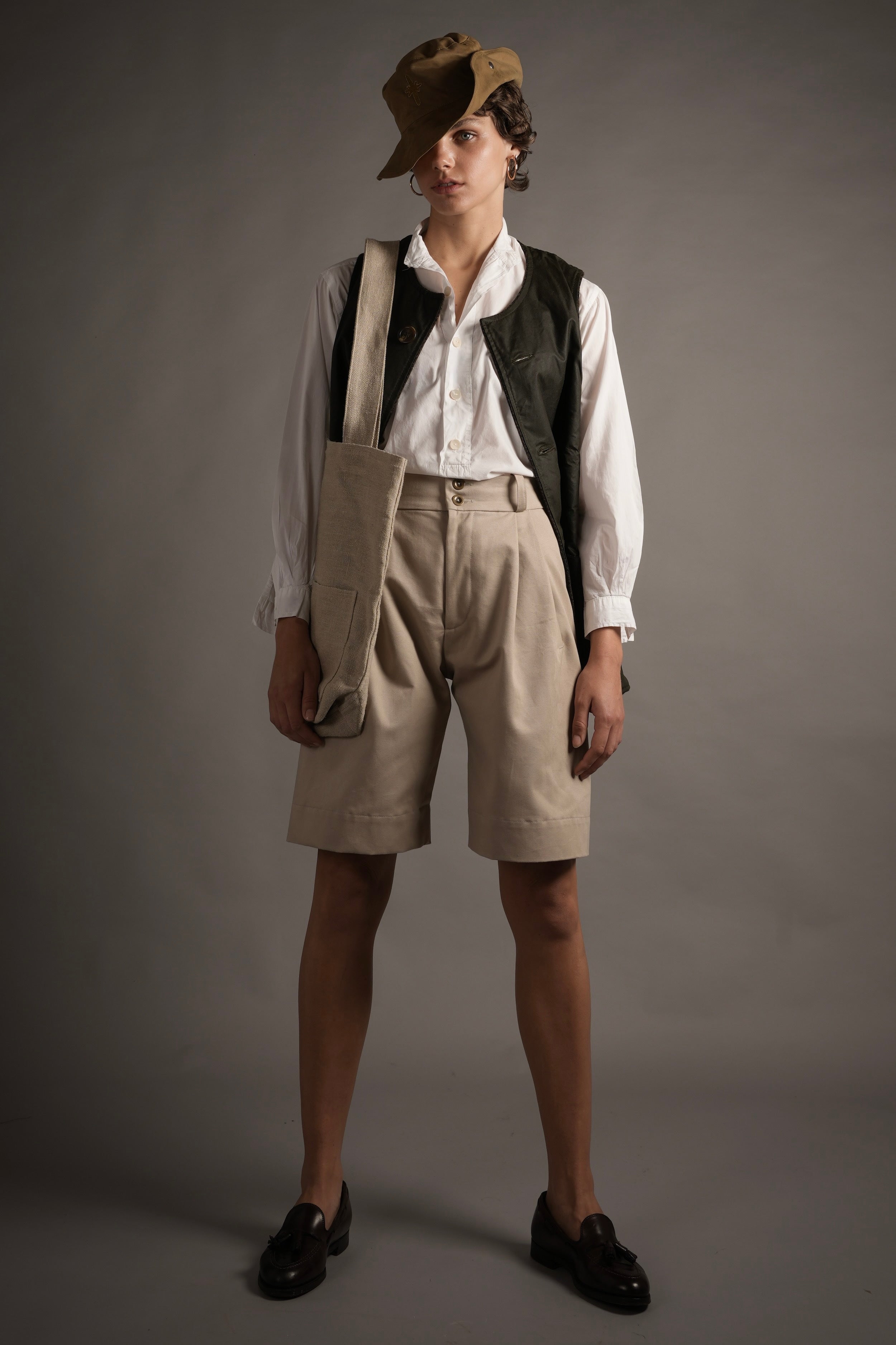 Woman wears Carrier Company Lightweight Collarless Shirt