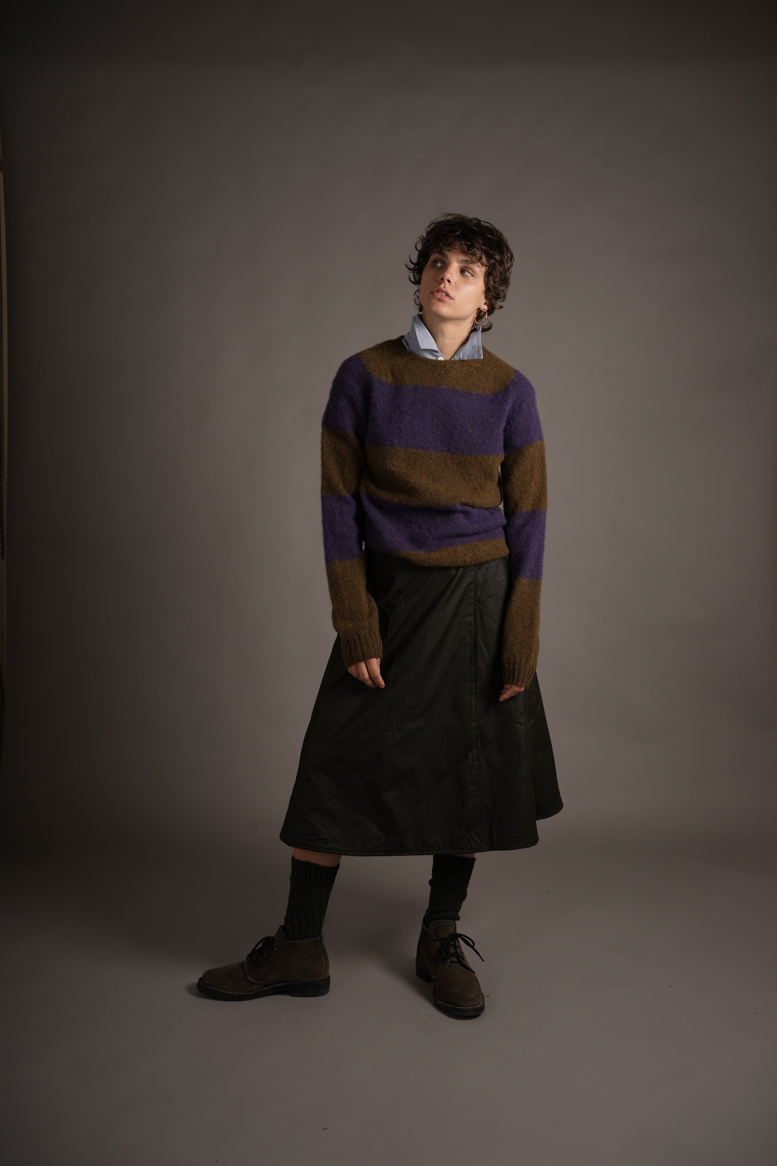 Els Wears Carrier Company Brushed Shetland Lambswool Jumper in Heather & Gorse
