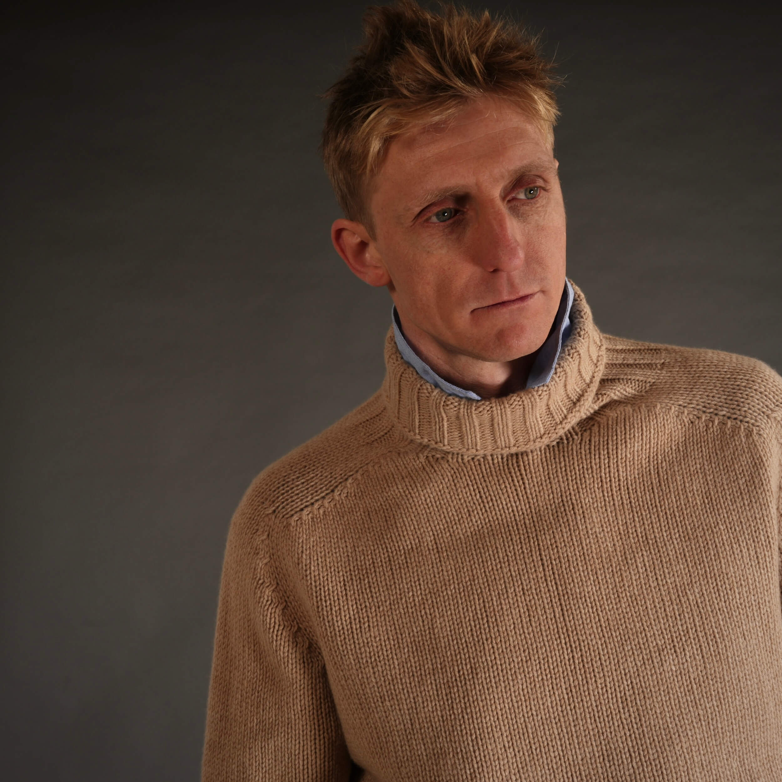 Tommy Wears Carrier Company Supremely Soft Roll Neck Heavy Gauge Lambswool In Camel