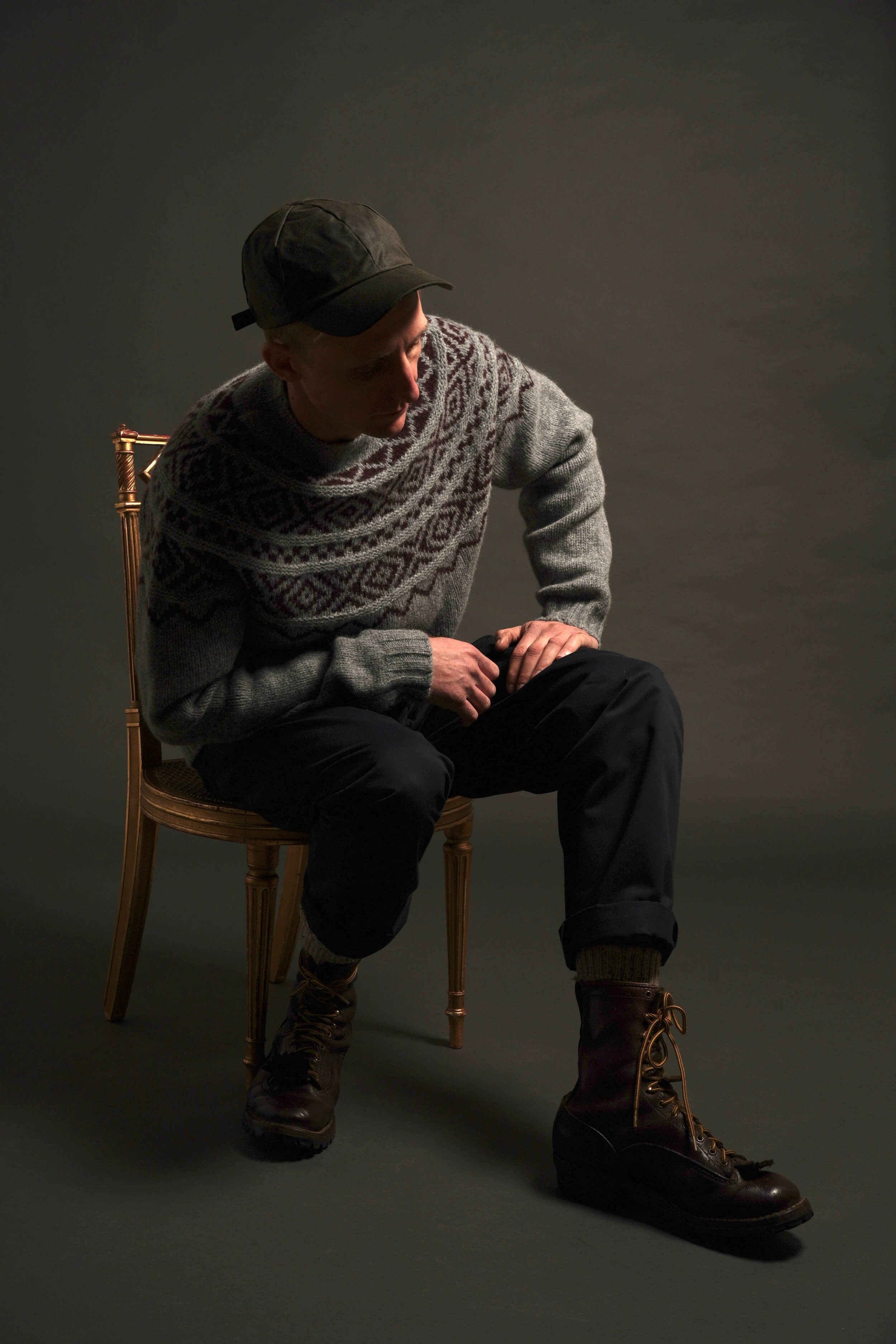 Tommy Wears Carrier Company Chunky Wide Yoke In Beetroot & Grey