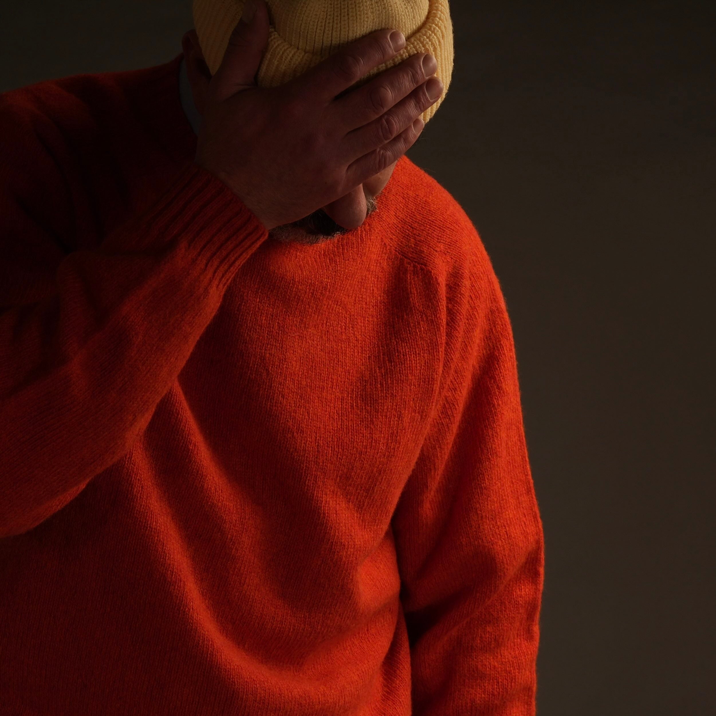 Enzo Wears Carrier Company Shetland Lambswool Jumper In Tang