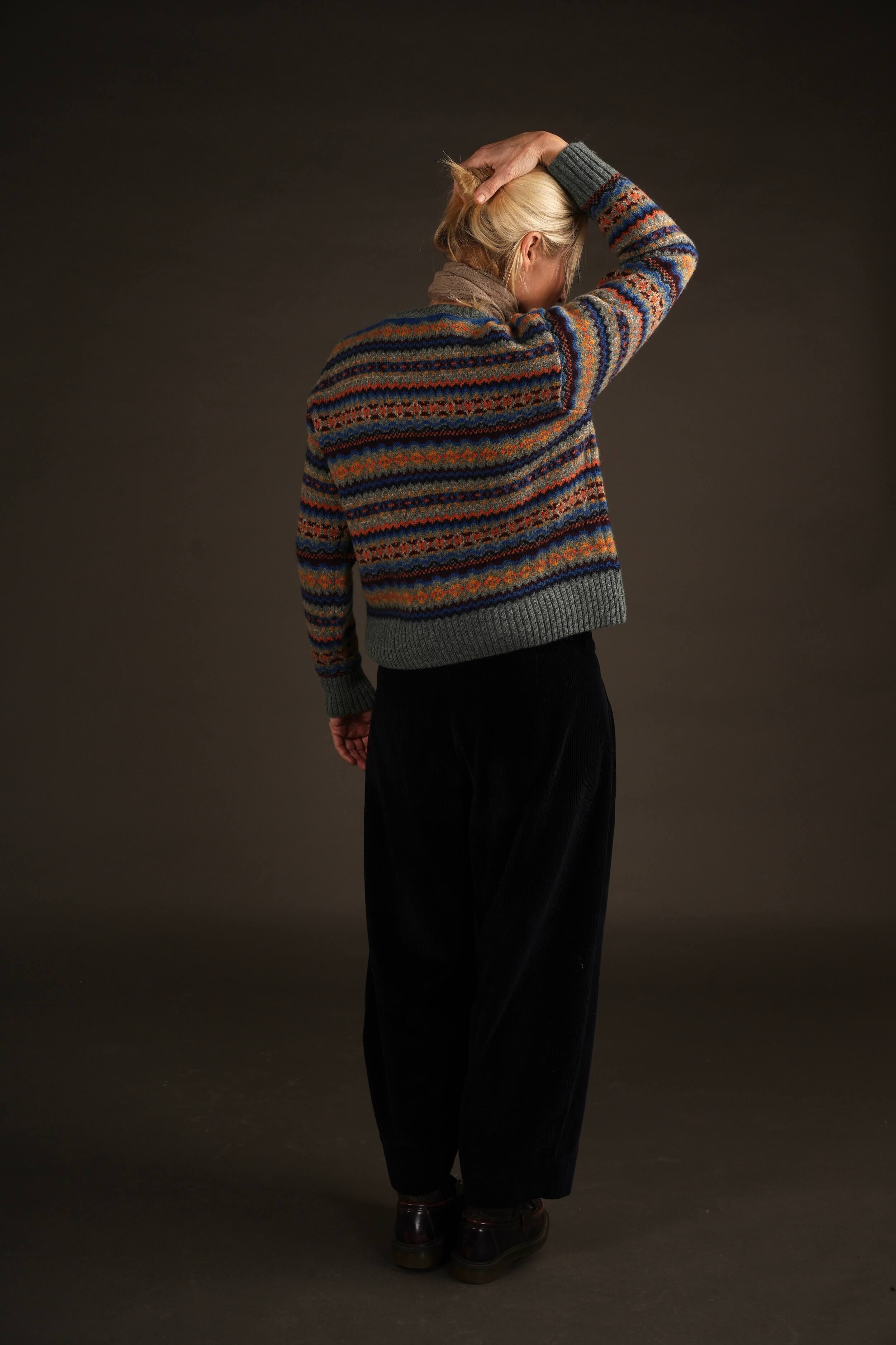 Sienna Wears Carrier Companuy Fair Isle Jumper In Sea Glass