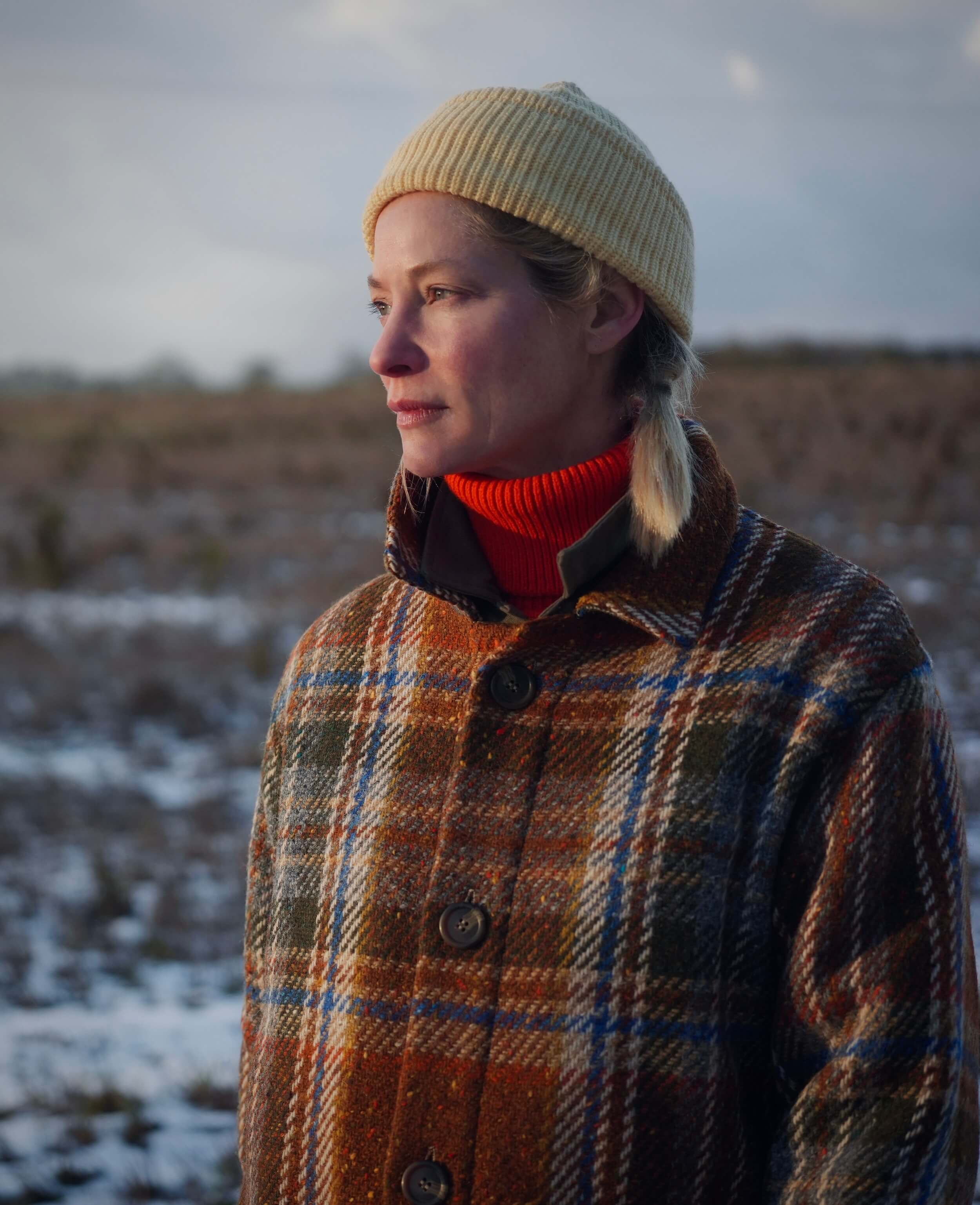 Sienna Wears Carrier Company Textured Polo Neck In Satsuma