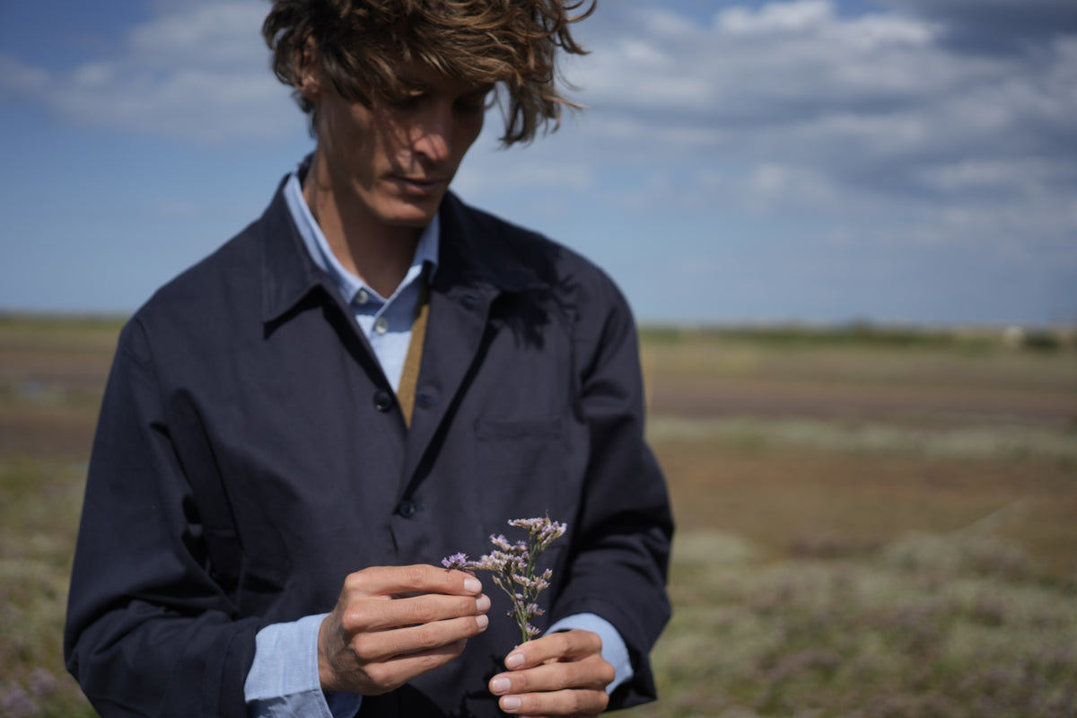 Manuel Wears Carrier Company Norfolk Work Jacket In Navy