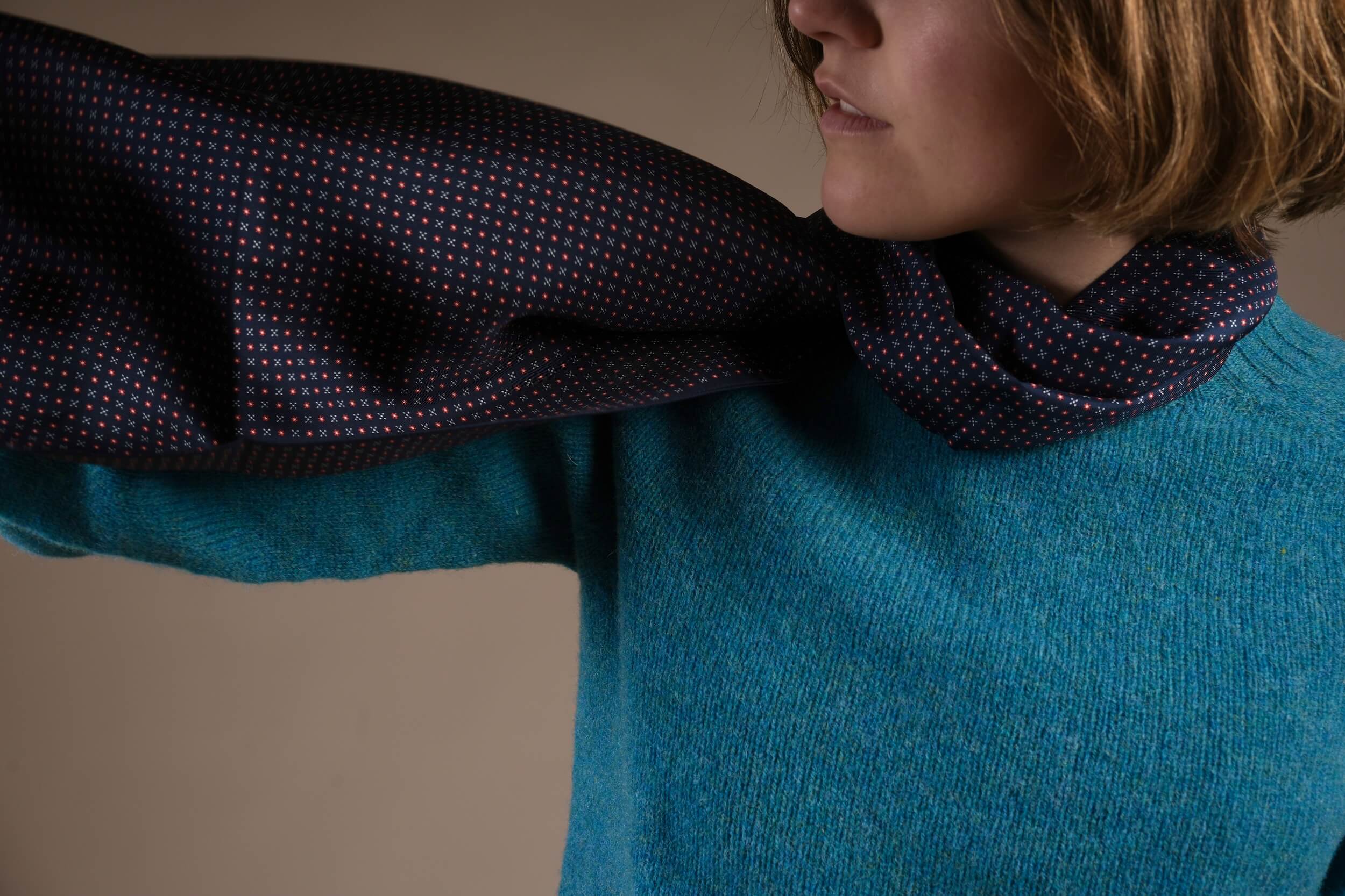 Minna Wears Carrier Company Shetland Wool Jumper In  Kingfisher Lambswool