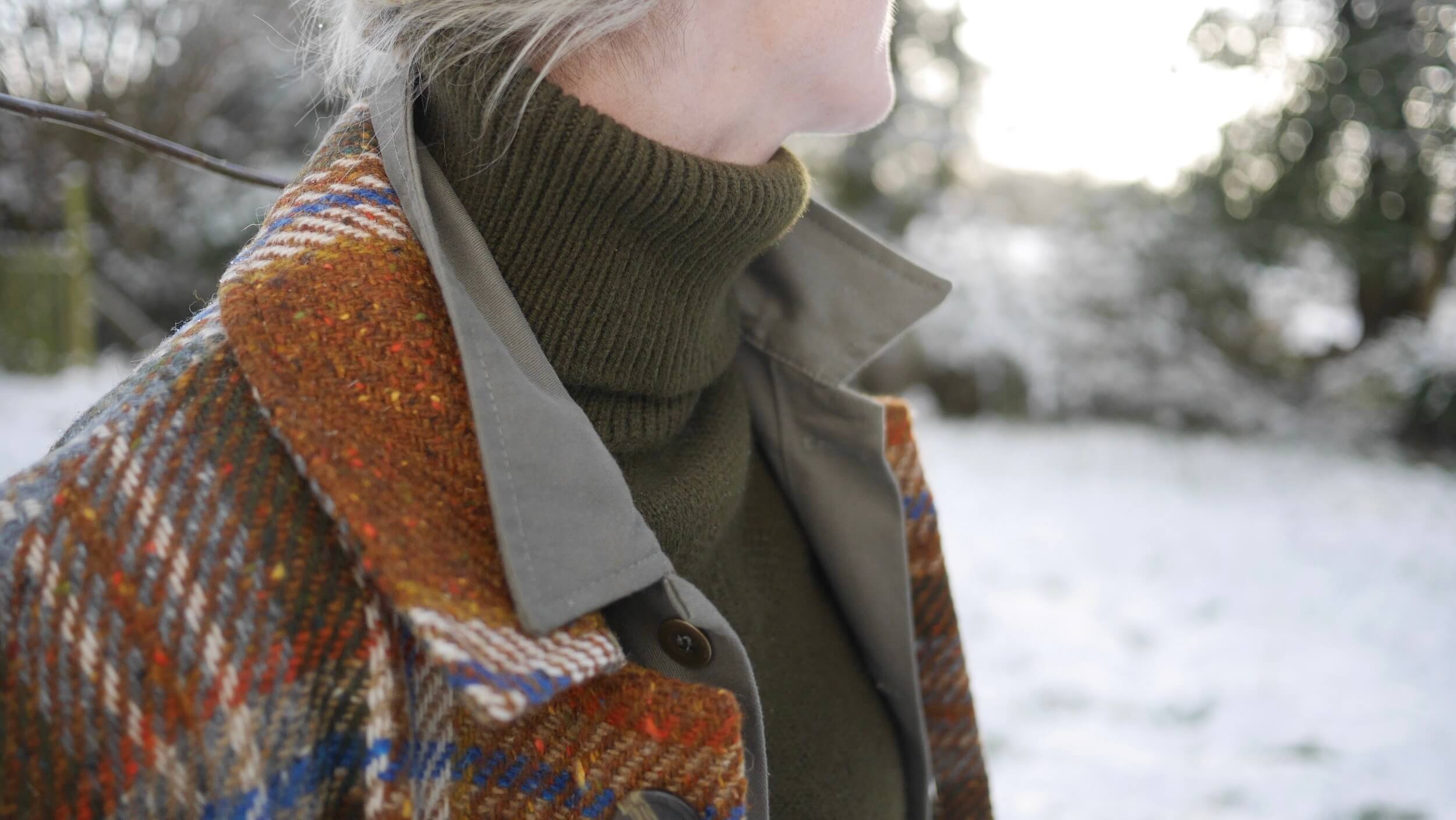 Sienna Wears Carrier Company Textured Polo Neck In Military