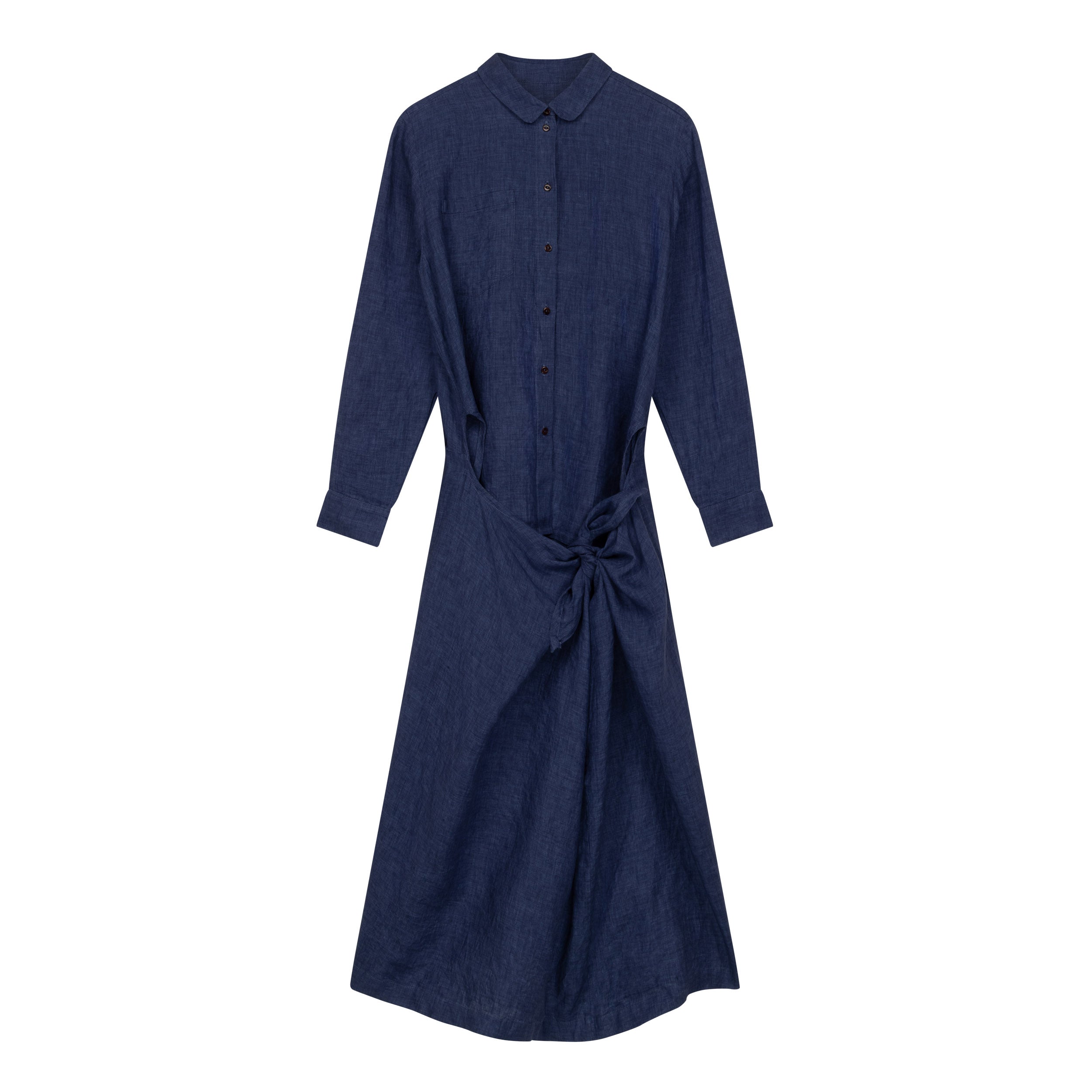 Carrier Company Shirt Wrap Dress in Navy Linen