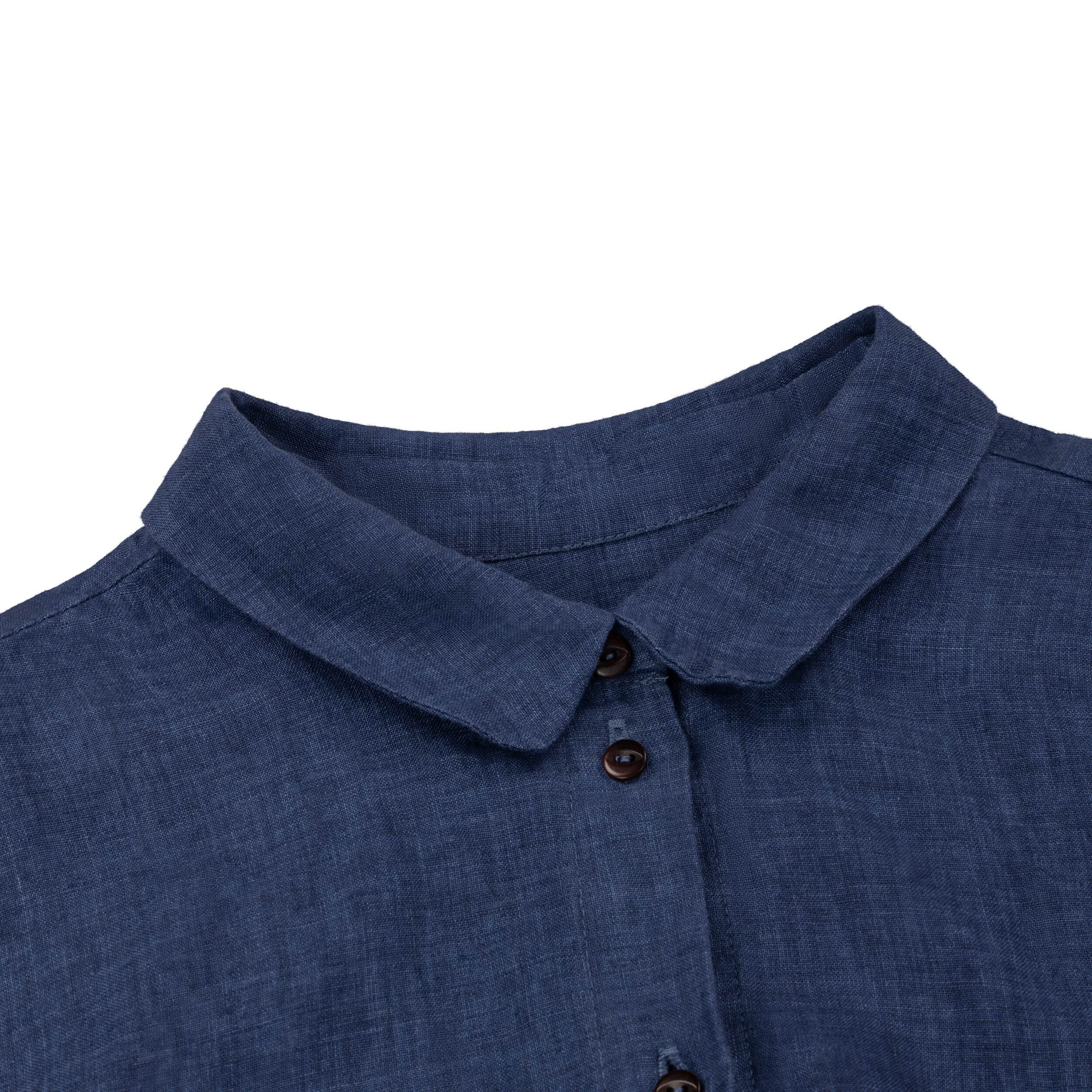 Carrier Company Shirt Wrap Dress in Navy Linen