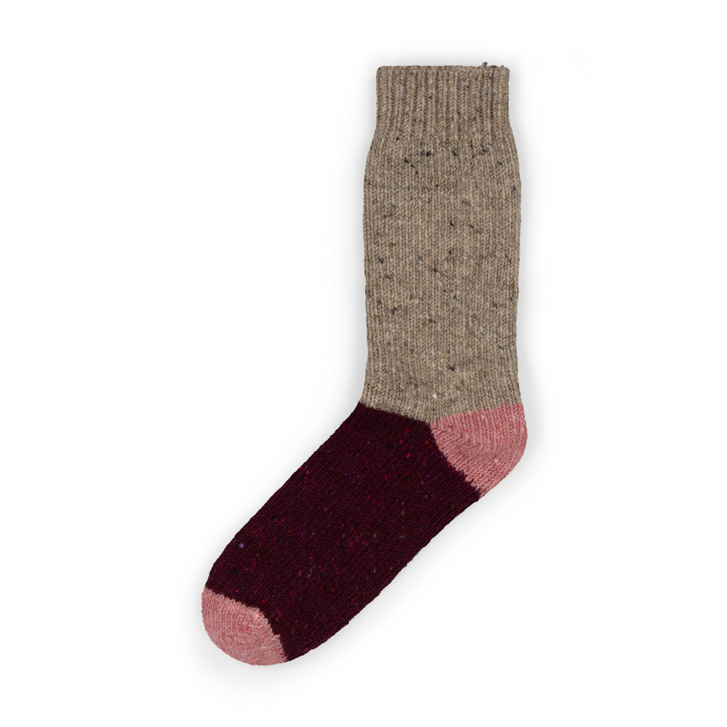Carrier Company Tri-Colour Donegal Sock In Beetroot & Horseradish