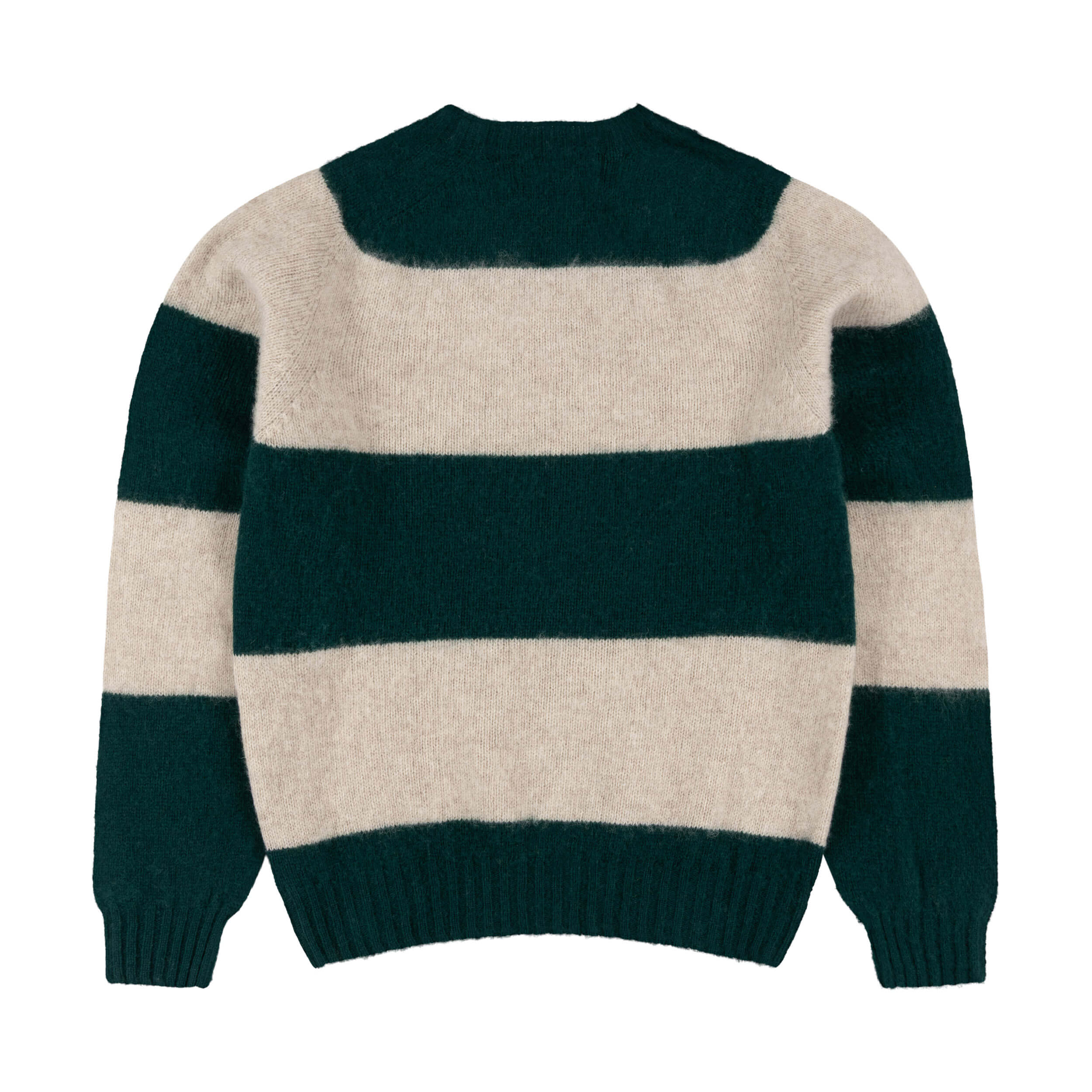 Carrier Company Brushed Shetland Lambswool Jumper in Pine & Frost.