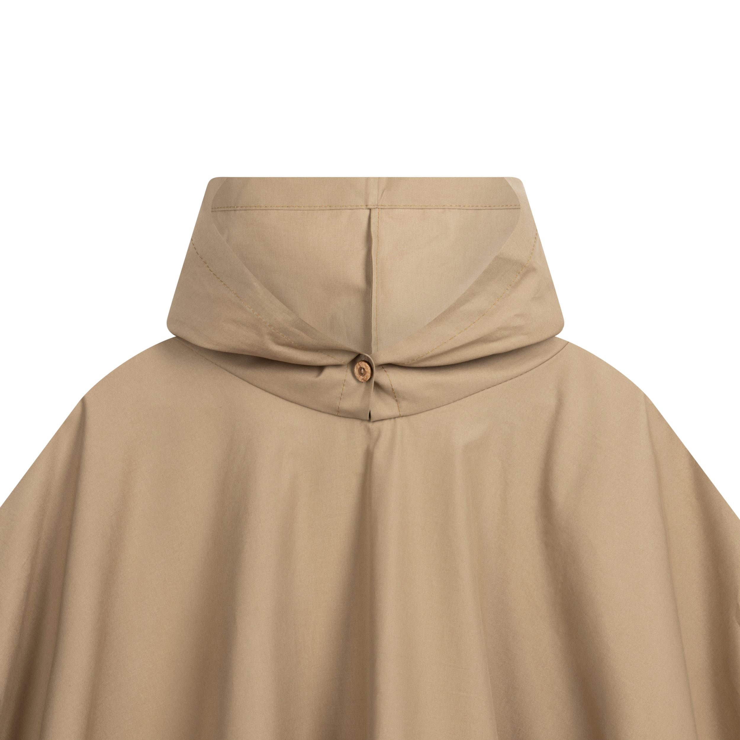 Long Hooded Rain Cape in Tan