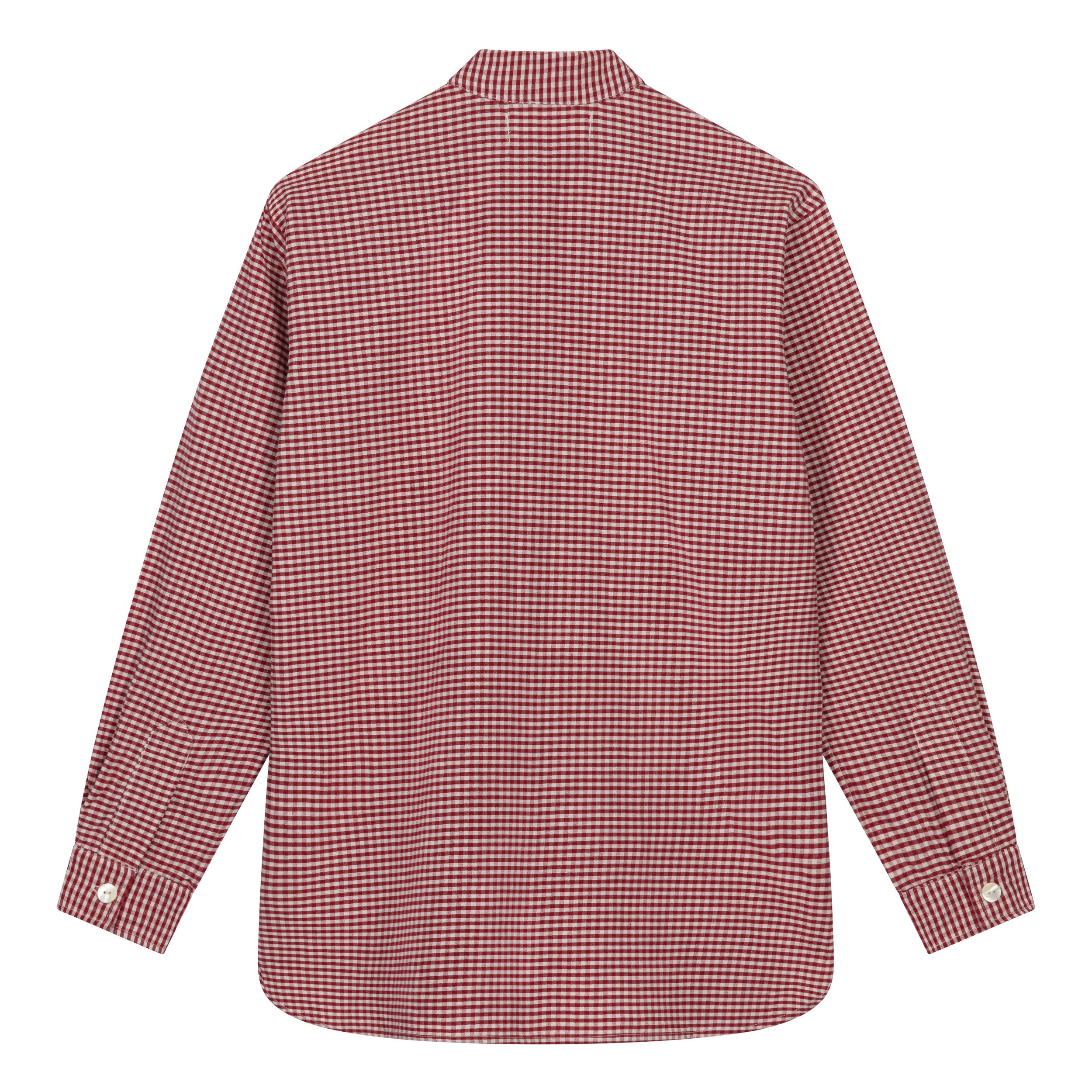Carrier Company Collarless Work Shirt in Gingham Red Cotton