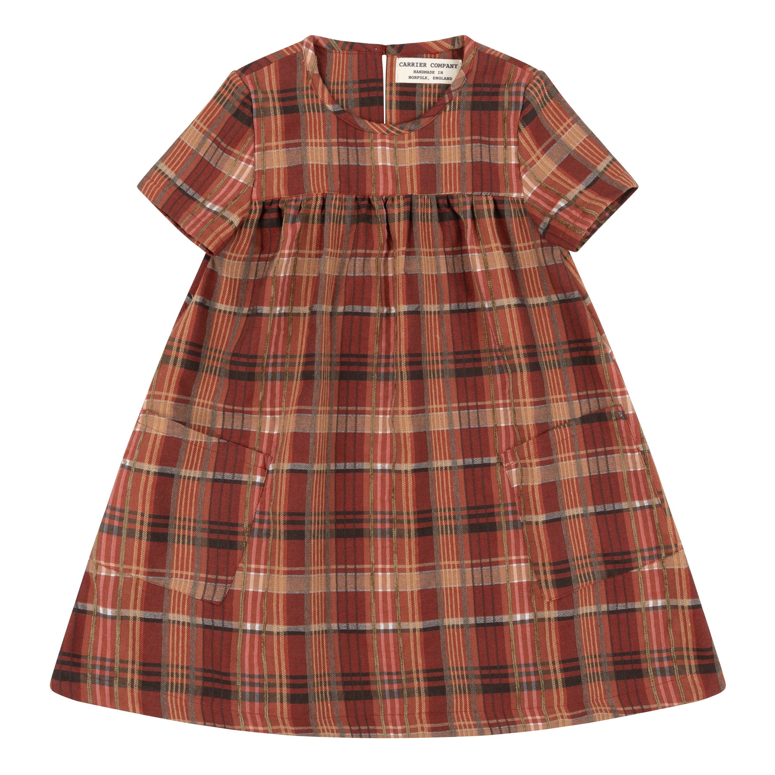 Carrier Company Children's Smock Dress in Rust Check