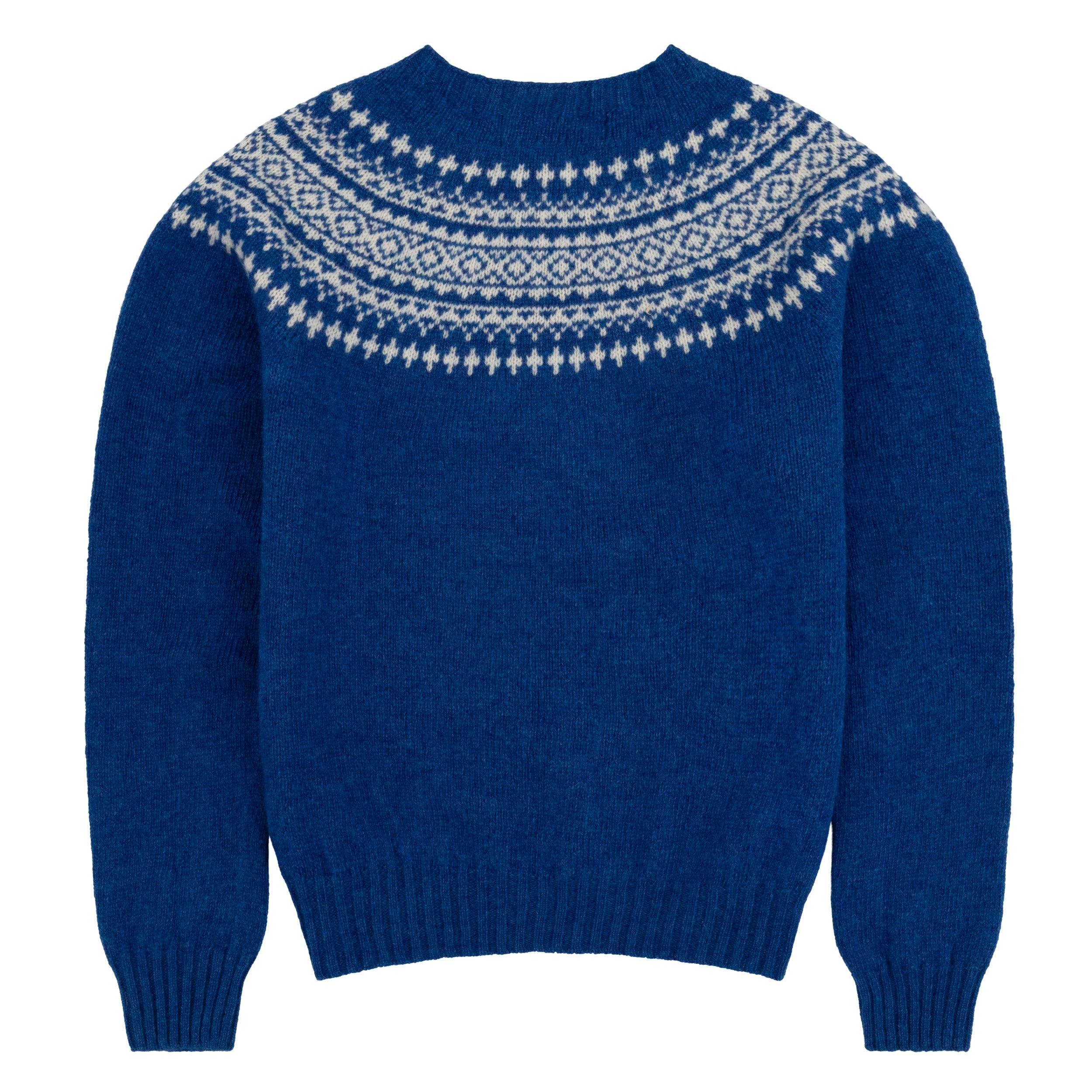 Carrier Company Shetland Lambswool Jumper in Cream & MarineCarrier Company Shetland Lambswool Jumper in Sea & Sky