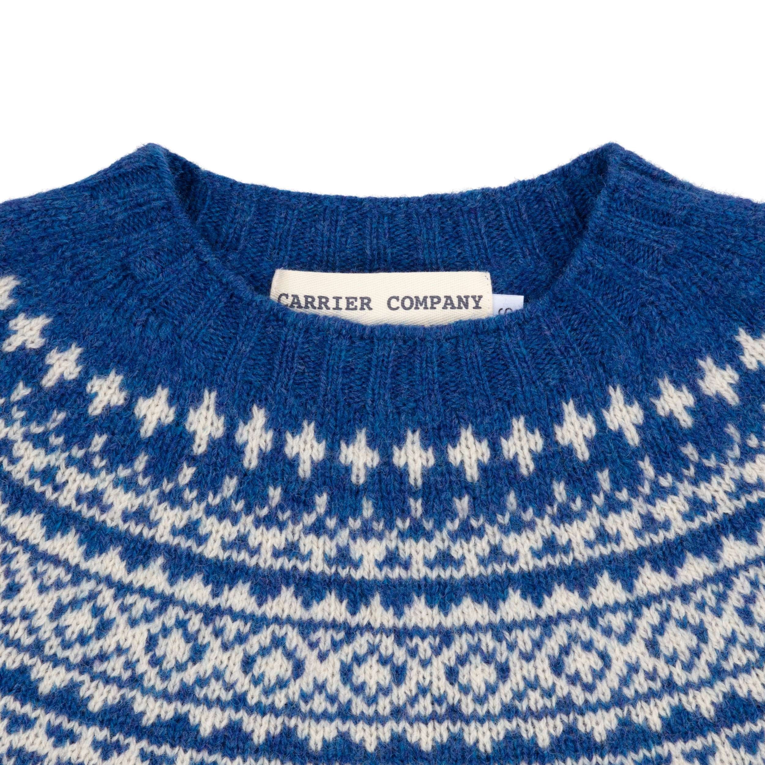 Carrier Company Shetland Lambswool Jumper in Cream & MarineCarrier Company Shetland Lambswool Jumper in Sea & Sky