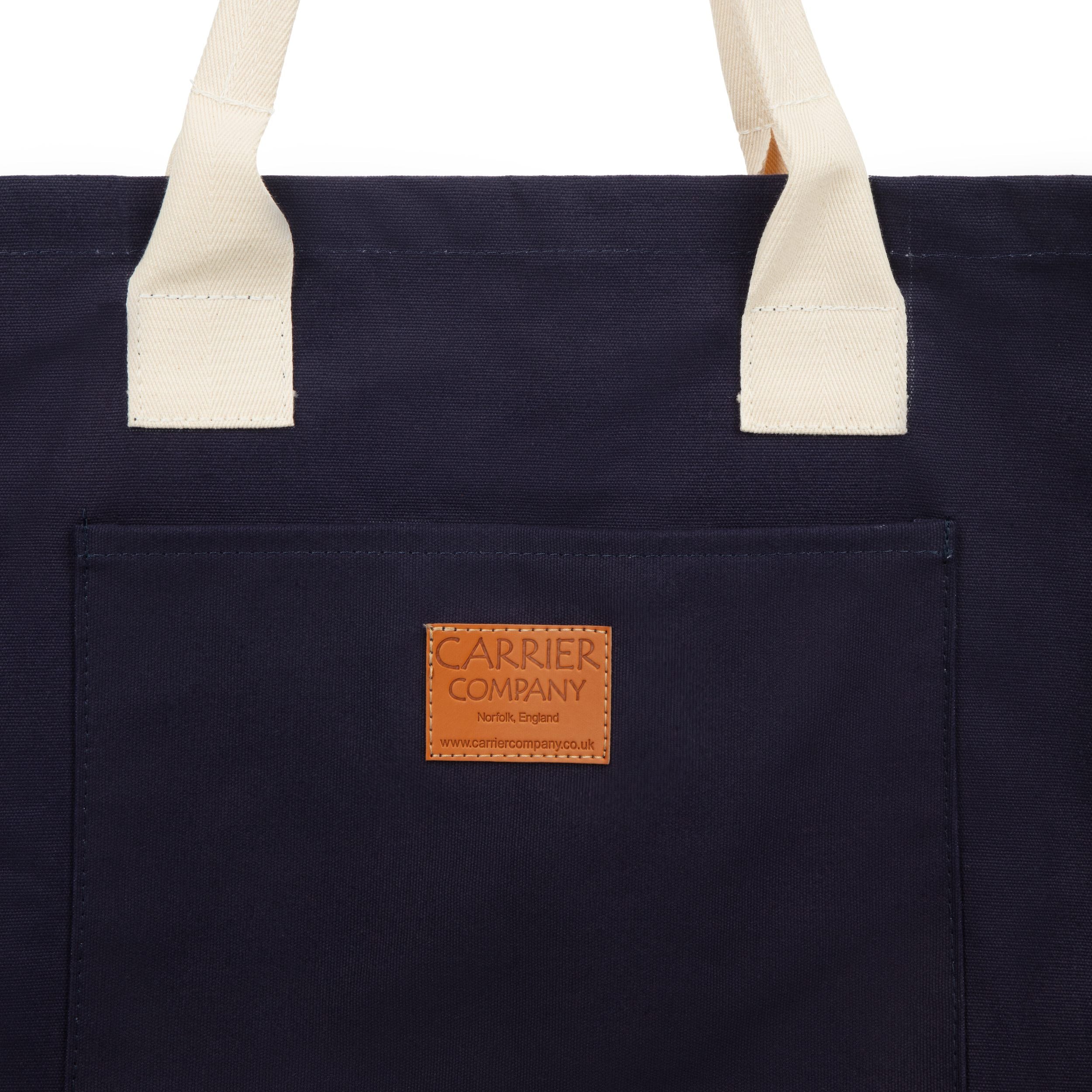 Carrier Company White Handled Beach Bag in Navy