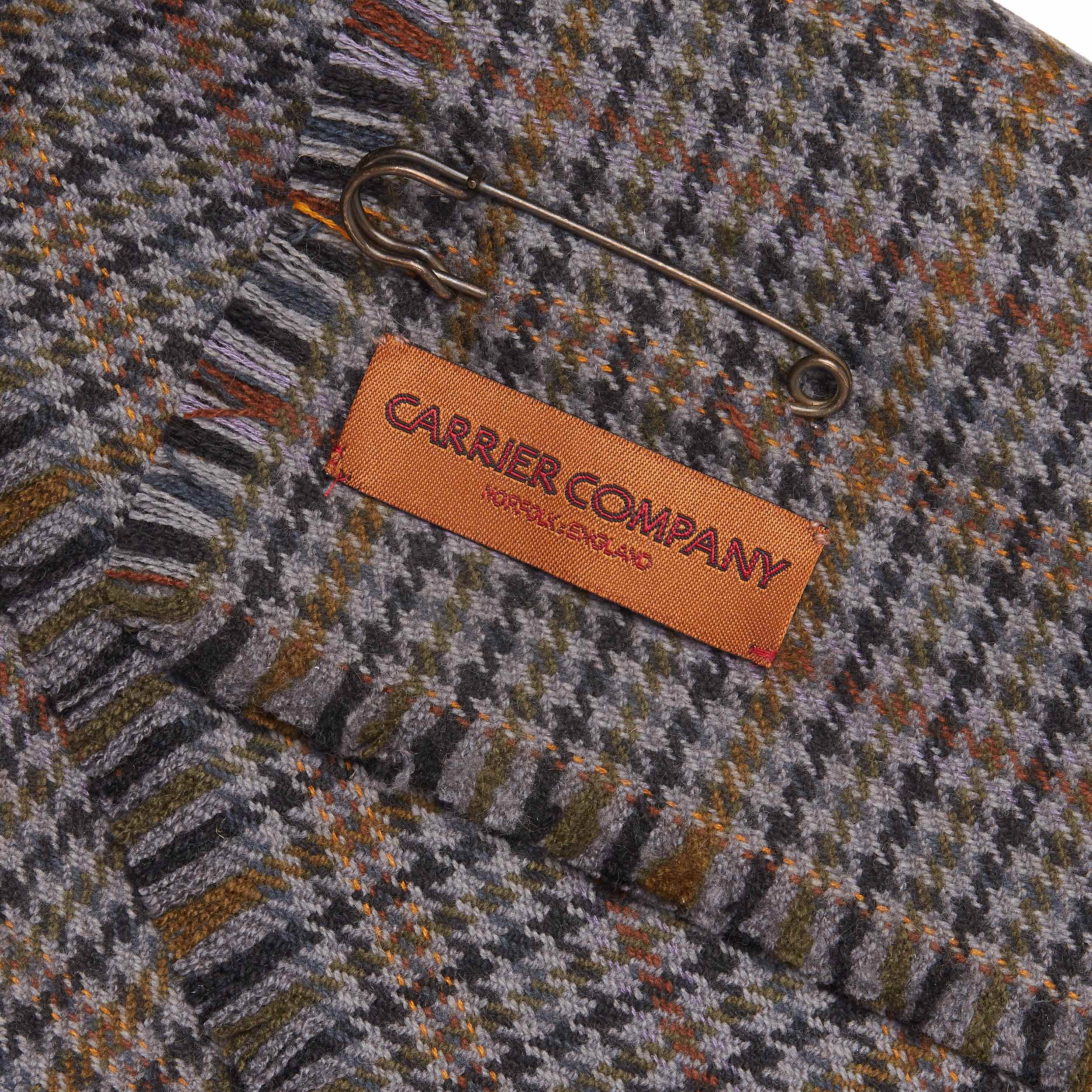 Carrier Company Short Cashmere Scarf in Grey & Orange Houndstooth