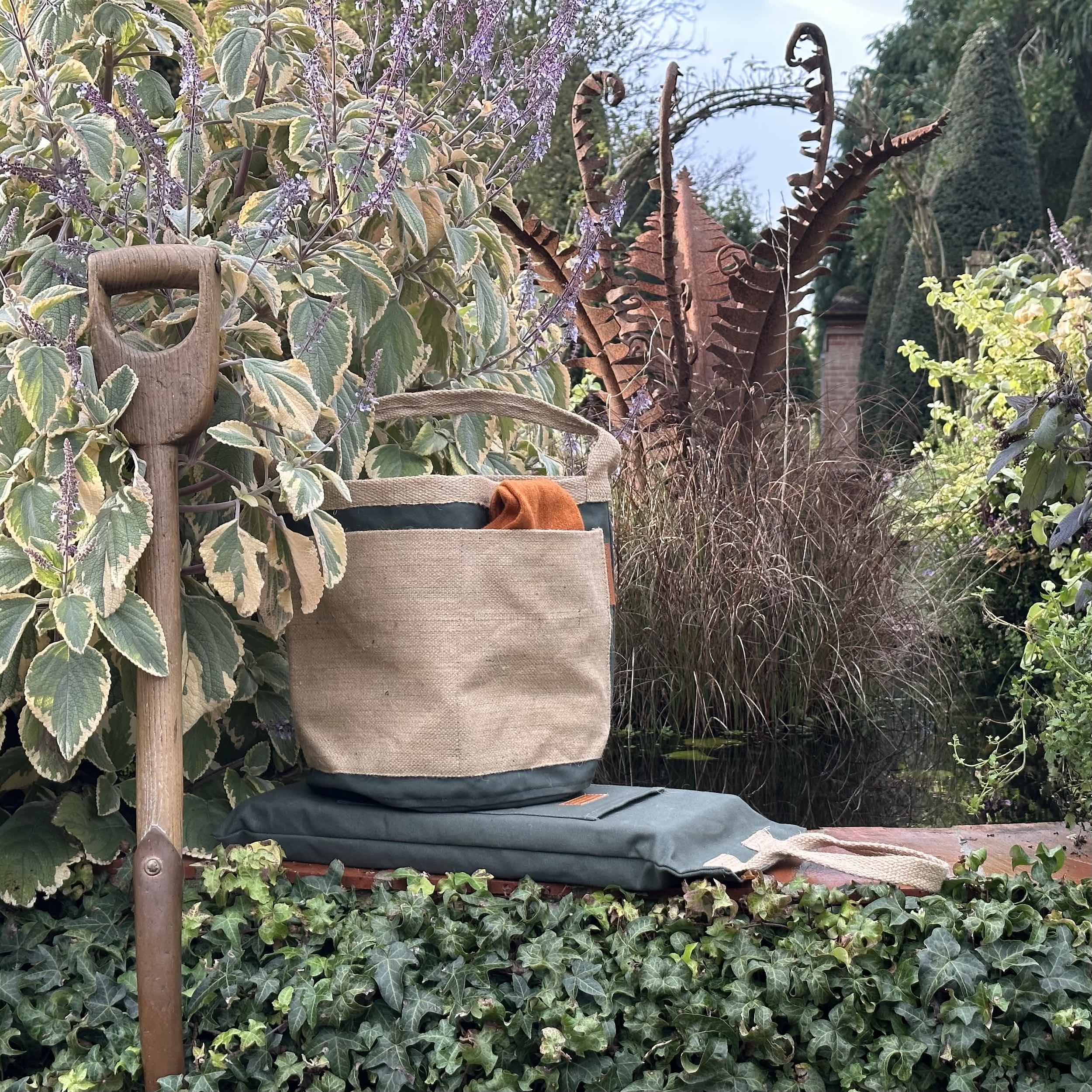 Carrier Company Gardener's Pail, Kneeler and Gathering Glove