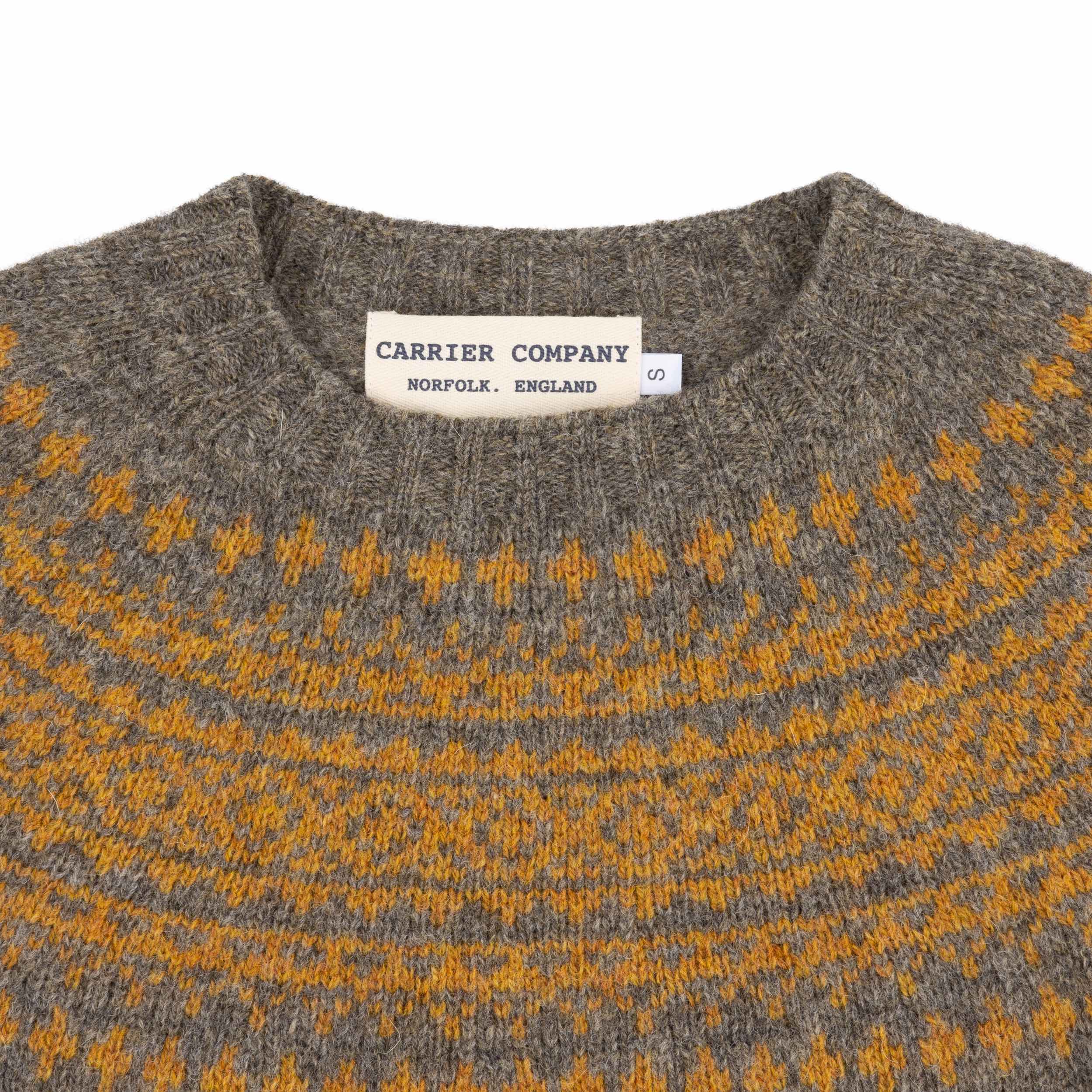 Carrier Company Yoke Shetland Lambswool Jumper in Oyster & Cummin