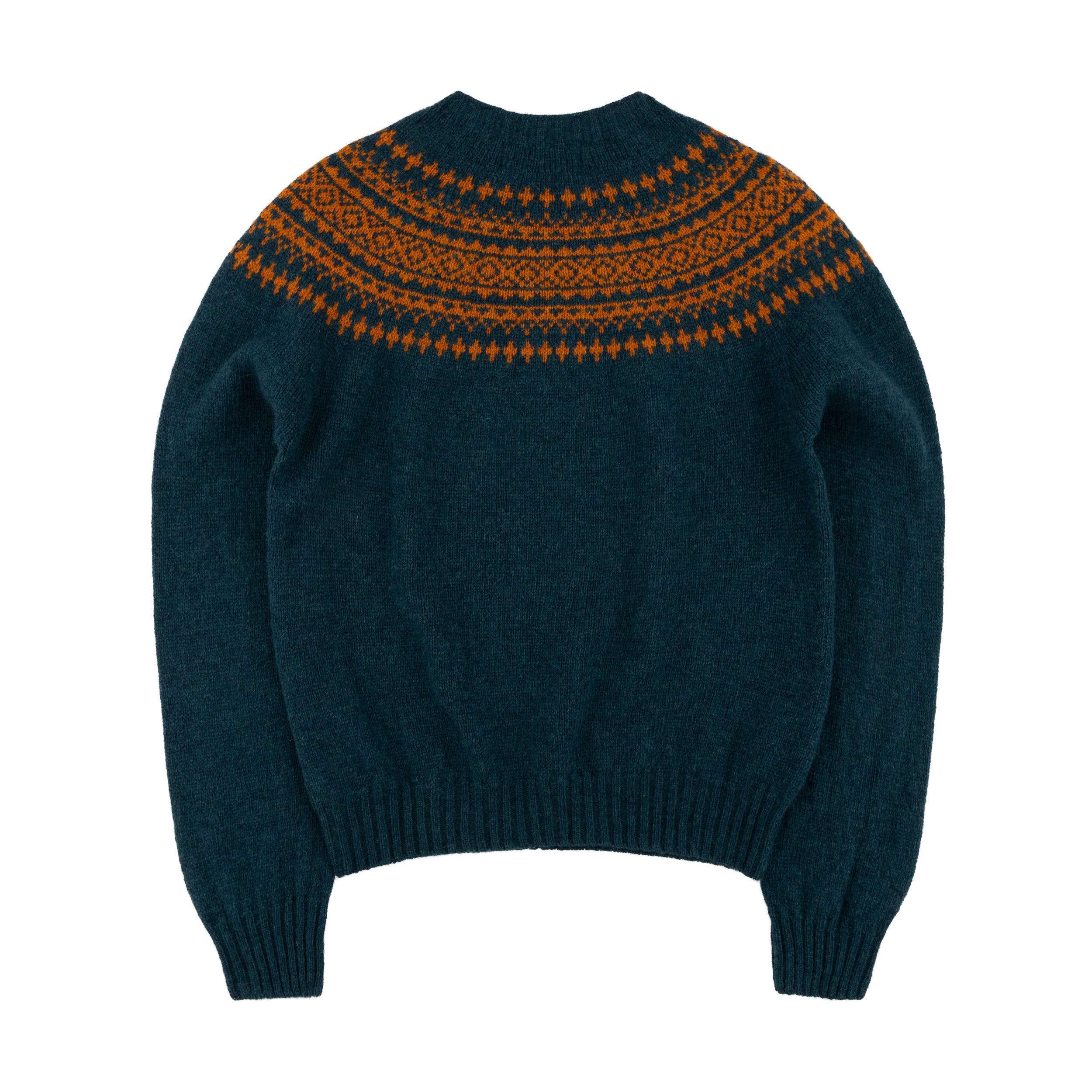 Carrier Company Shetland Lambswool Yoke Jumper in Ginger and Teal