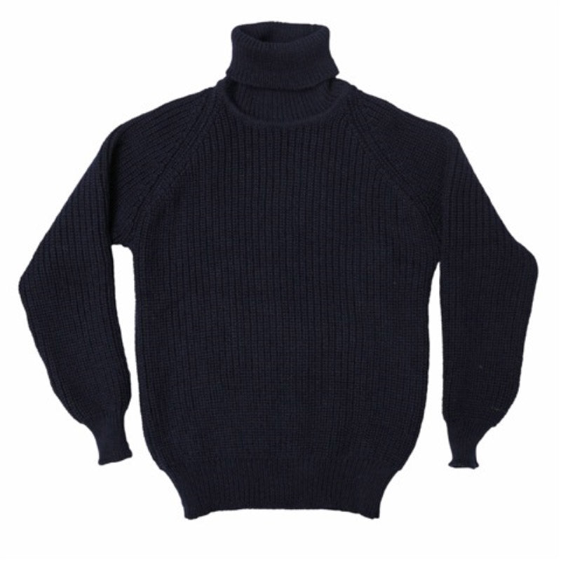 Carrier Company Navy Fisherman's Roll Neck Jumper