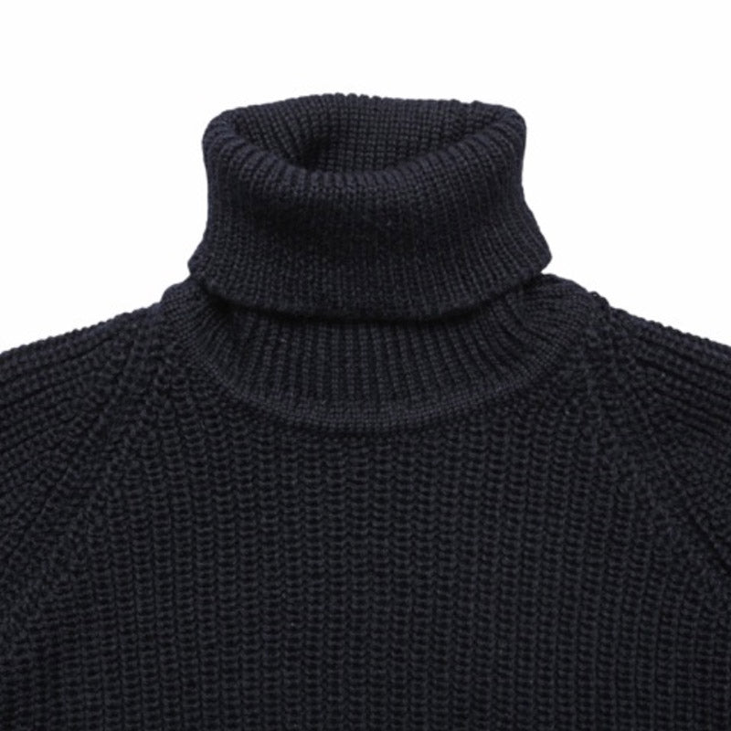 Carrier Company Navy Fisherman's Roll Neck Jumper